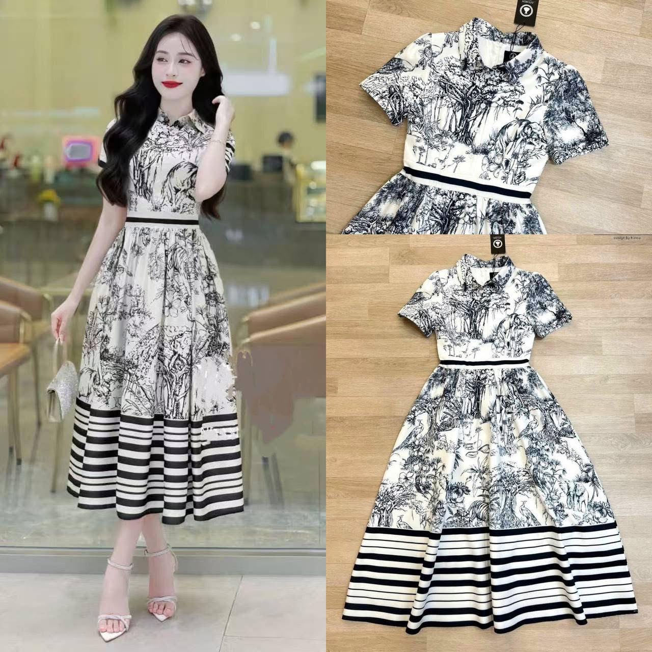 เดรสพิมลายหน้าหลังเนื้อผ้าหนานิ่มนื้มีทรงสวยมั้กๆผ้าหนานิ่มไฮโซสวมใส่ง่ายเเต่งเเนวลูกคุณมั้กๆคะเดรสกระโปรงยาวดูไฮโซมั้กๆ ใส่สบาย : สินค้าคุณภาพ (พร้อมส่ง)