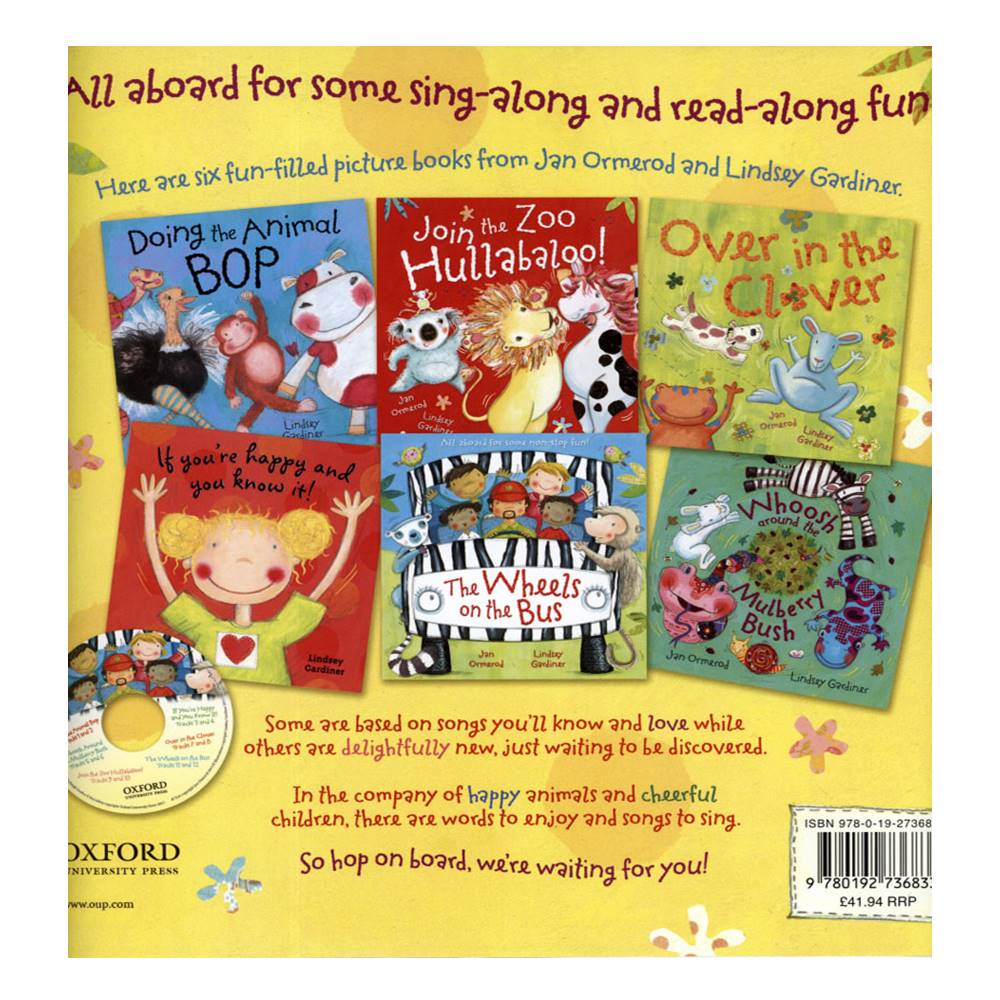 Oxford OUP : Jan Ormerod & Lindsey Gardiner : Animal Bop Collection - 6 Books + CD : Sing a long Read a long : Hullabaloo, Mulberry Bush, Wheels on the Bus เซตหนังสือ 6 เล่ม พร้อมซีดี