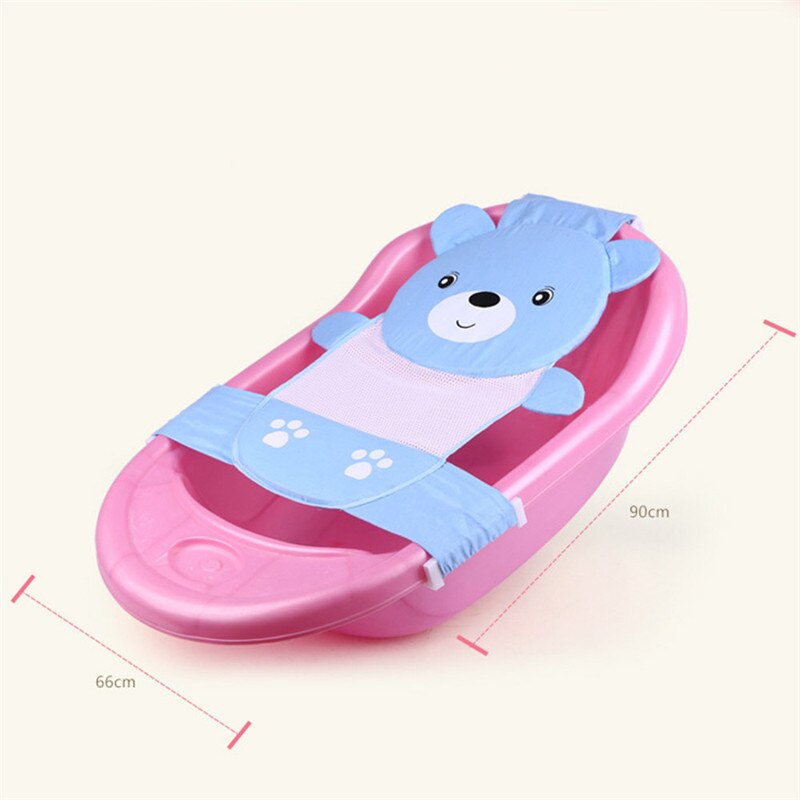 ตาข่ายอาบน้ำ ที่รองอาบน้ำ ที่อาบน้ำเด็ก เบาะพี่หมีมีแผ่นฟองน้ำรองศีรษะ สำหรับทารกแรกเกิด - 12 เดือน