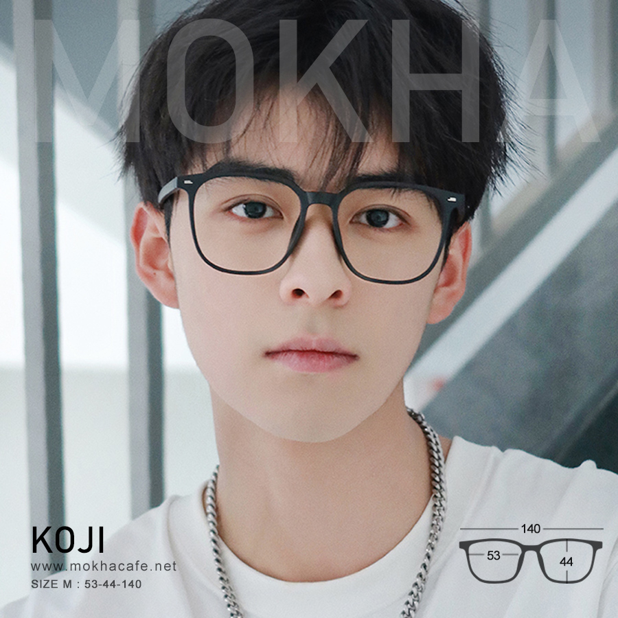 KOJI - black กรอบแว่น ทรงเหลี่ยม TR90 ยืดหยุ่น กว้าง 140 มม. (sizeM) H44