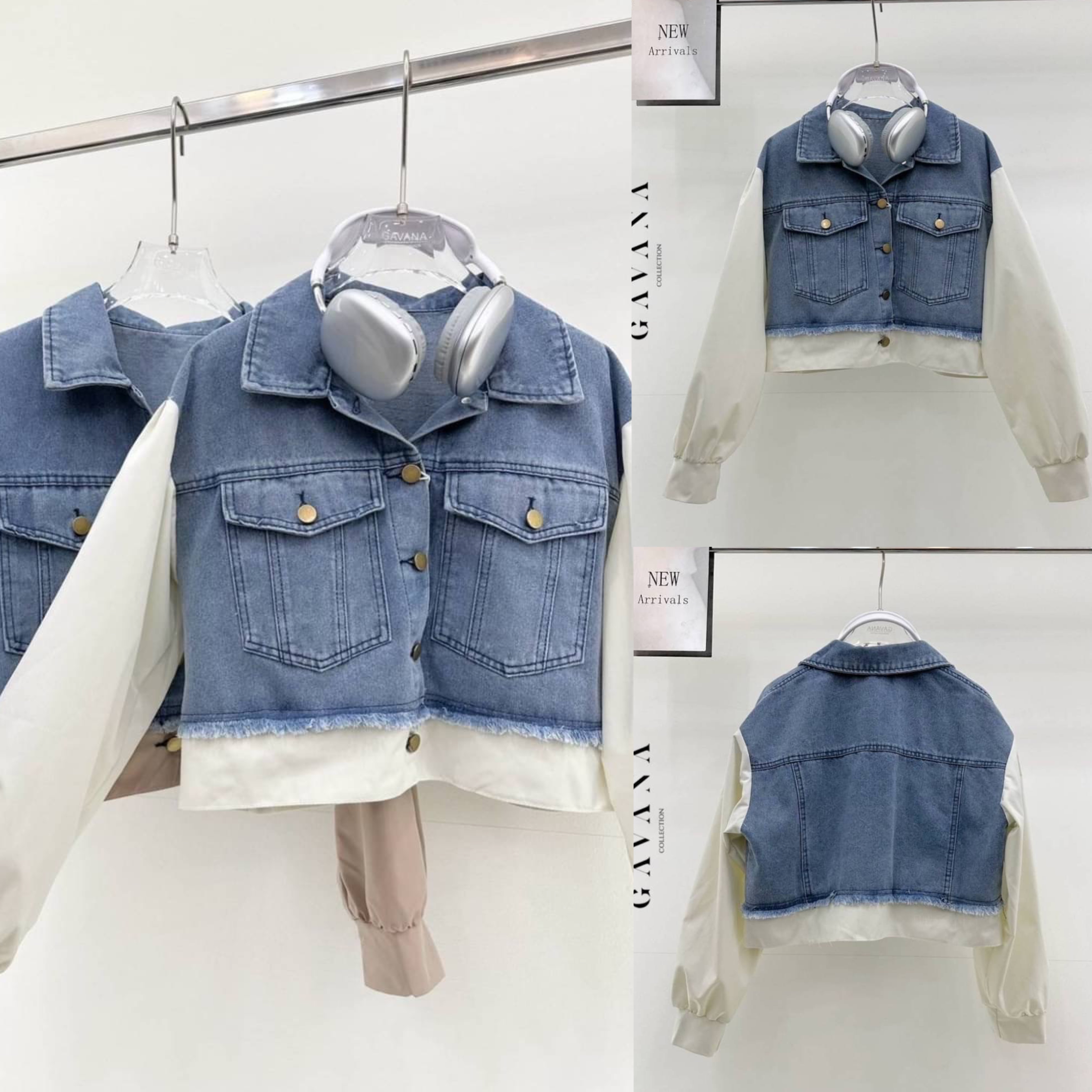 เสื้อเชิ้ตยีนส์ต่อผ้าชายเสื้อและแขน สีทูโทนใส่สวยน่ารักมากเลยค่า เนื้อผ้าดีใส่สบายสุดๆ : สินค้าคุณภาพ (พร้อมส่ง)