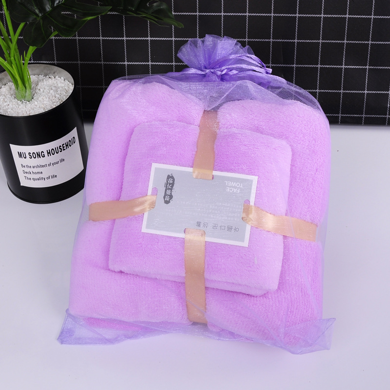 ผ้าขนหนูอาบน้ำ Set ผ้าเช็ดตัวใหญ่+ผ้าเช็ดผม แบรนด์เกาหลี เนื้อนุ่มสุดๆ เช็ดตัวเด็กทารกจนถึงผู้ใหญ่ บรรจุในถุงผ้าแก้ว