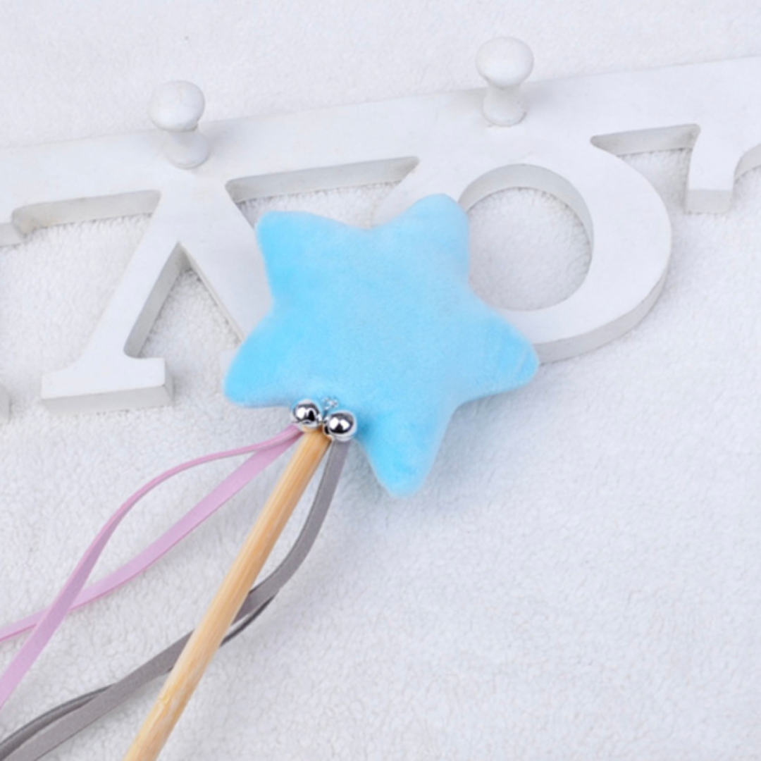 ไม้ล่อแมว ของเล่นแมว Petsuka รูปดาวนุ่มฟู สีฟ้า