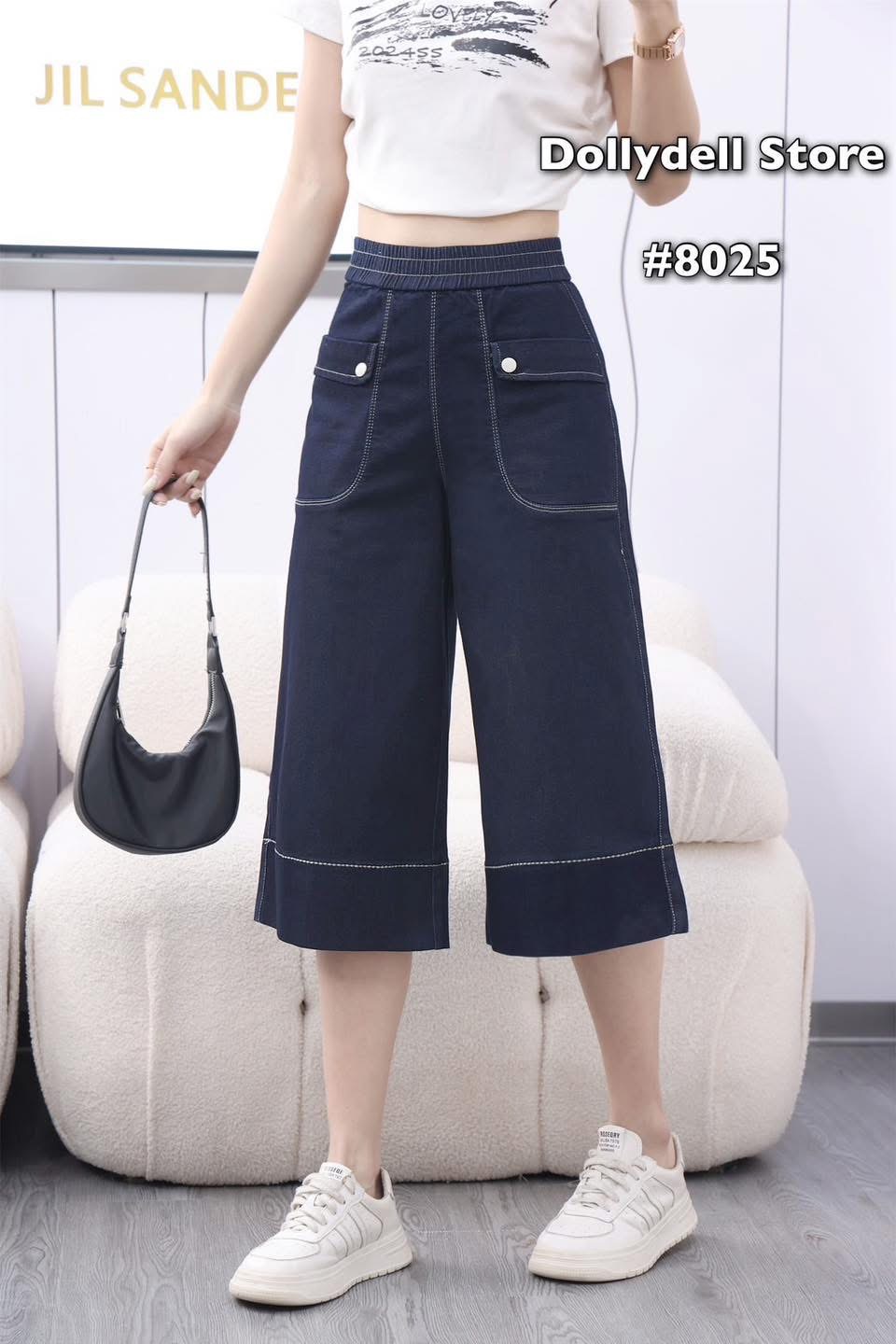 กางเกงทรงตรงเอวยางยืดมีกระเป๋าด้านหน้า เนื้อผ้ายืดได้ ใส่สบาย : สินค้าคุณภาพ (พร้อมส่ง)