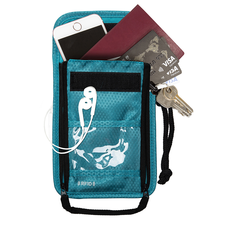 ฺBagsmart กระเป๋าใส่พาสปอร์ตแบบห้อยคอ ป้องกันการขโมยข้อมูลบัตรเครดิตด้วยคลื่น RFID มี 3 สีให้เลือก