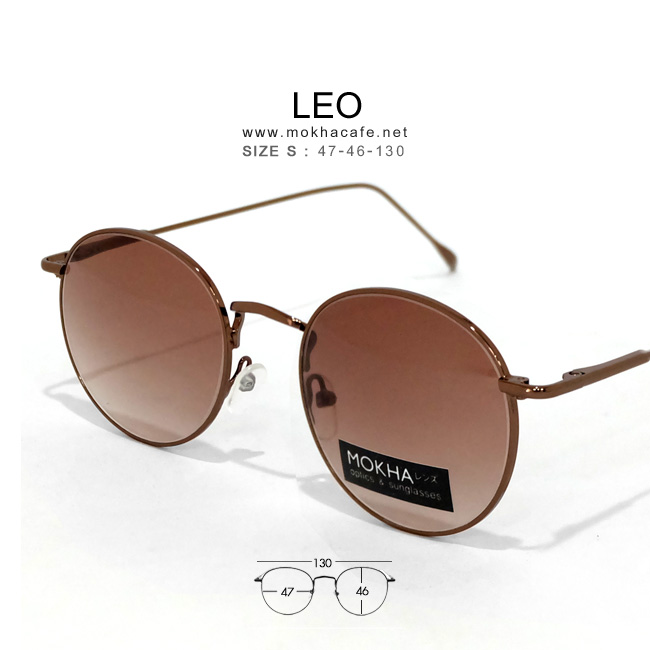 [pre-order] แว่นกันแดด LEO - brown กรอบโลหะ ทรงกลม กว้าง 130 มม.(sizeS)
