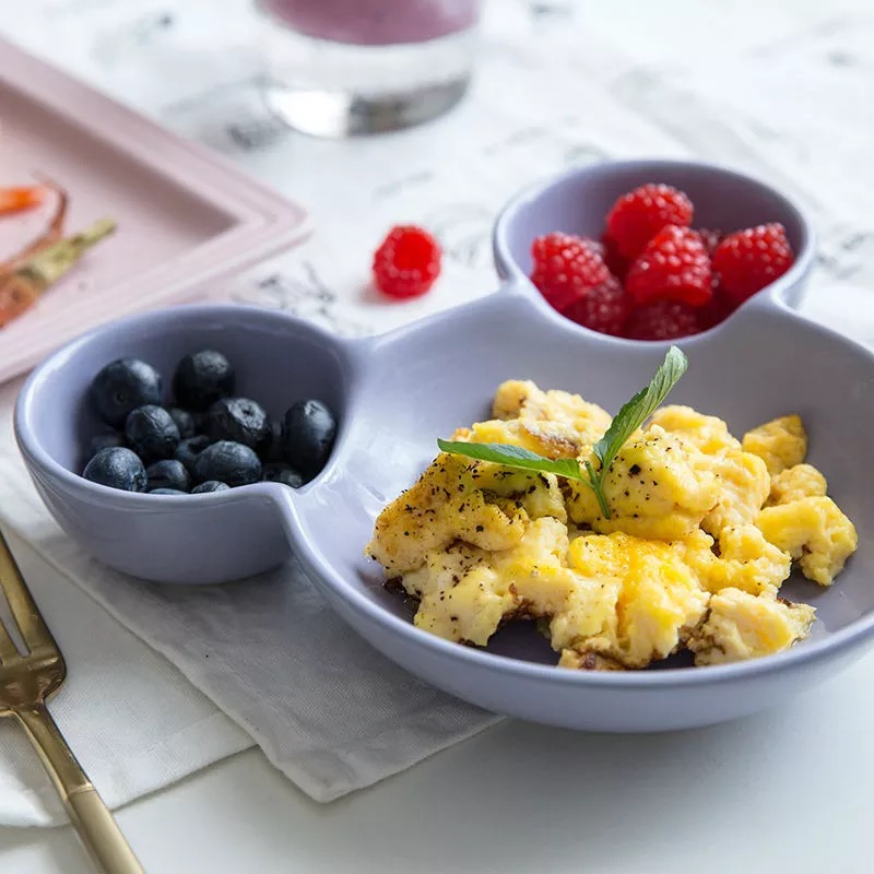 จานหลุมเด็ก 3 ช่อง รูปมิกกี้ จากฟางข้าวสาลี BPA-Free ปลอดสารพิษ