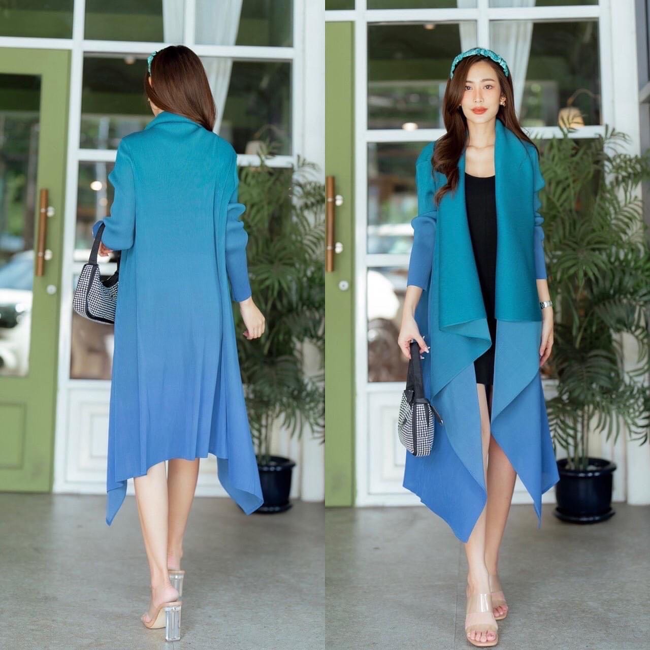 เบรเซอร์ตัวยาว อัดพลีท 100% เนื้อเดียวกับงาน Brand ดีไซน์เก๋ ด้วยแพตเทิร์น ปกใหญ่ซ้อน ปลายระย้า ทรงผีเสื้อ สินค้าคุณภาพ (พร้อมส่ง)