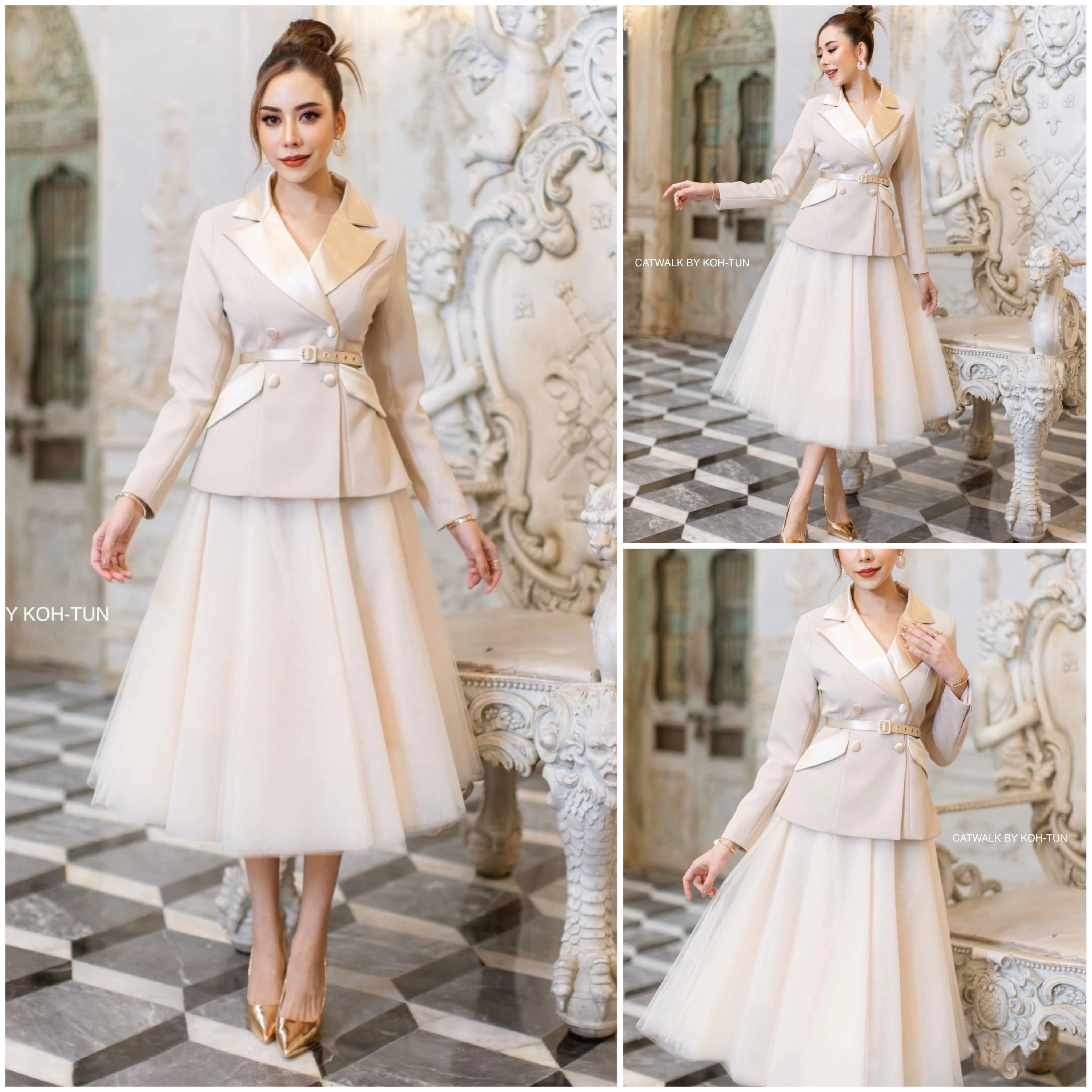 เซตBLAZER ปกเลื่อม+กระโปรงสุ่ม+เข็มขัด เนื้อผ้าเกรดเอ สินค้าคุณภาพ (พร้อมส่ง)