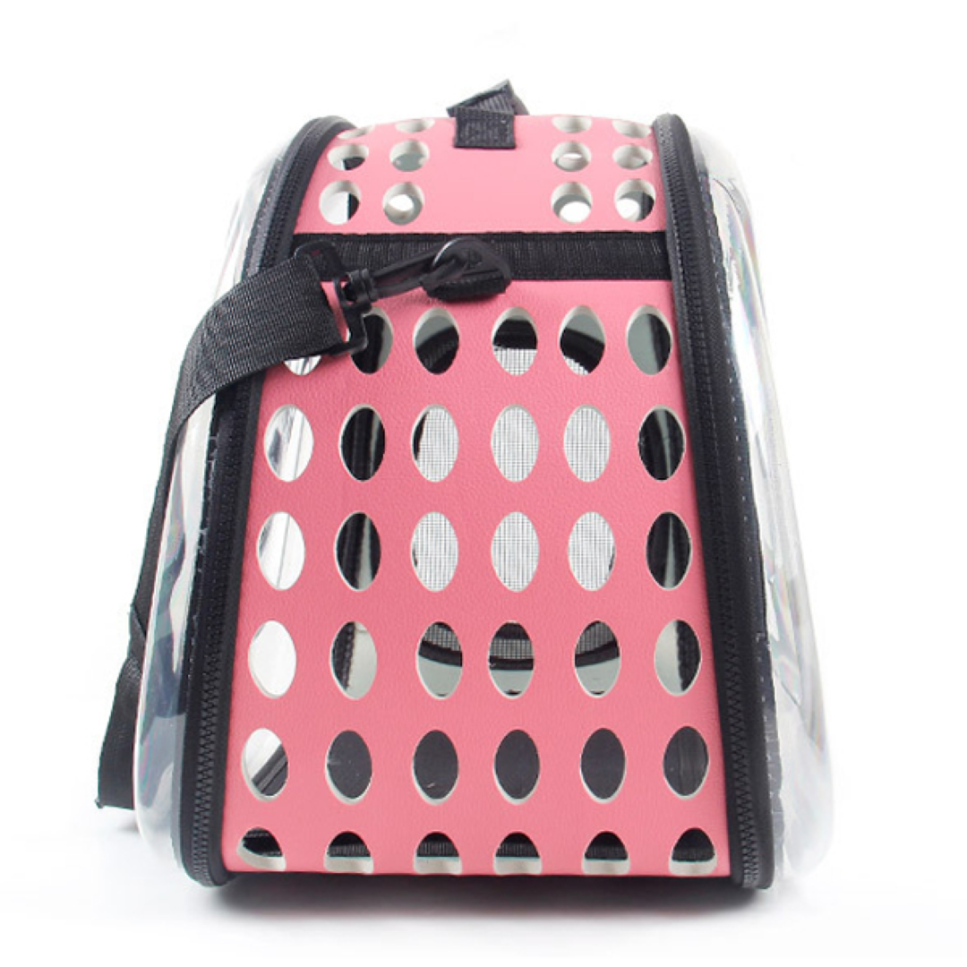 กระเป๋าสัตว์เลี้ยงสะพายข้าง Petsuka แบบโปร่งใส สีชมพู ขนาด S