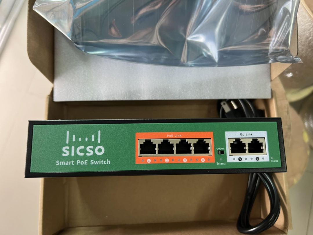 Poe 4 ports 2 ports uplink กล้องวงจรปิด 72W ป้องกันฟ้าผ่า 6KV