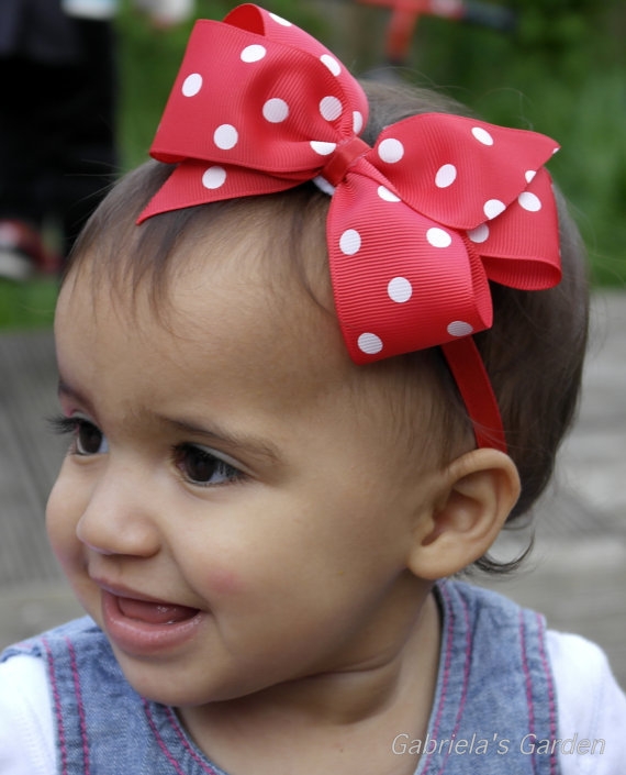 ผ้าคาดผมทารก โบว์คาดผมทารก สำหรับเด็ก 3 เดือน - 3 ปี โบว์ลายจุดน่ารักสไตล์เกาหลี