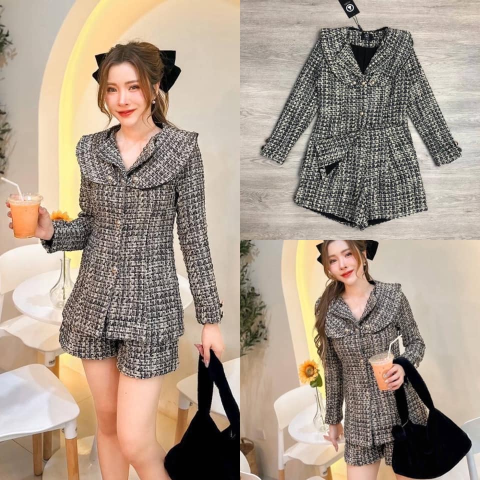 set เสื้อ สูท+ กางเกงสั้น เสื้อสุทเนื้อผ้าทวิตดีมากๆคะ ซับในทั้งชุดอย่างดี ใส่สบาย : สินค้าคุณภาพ (พร้อมส่ง)