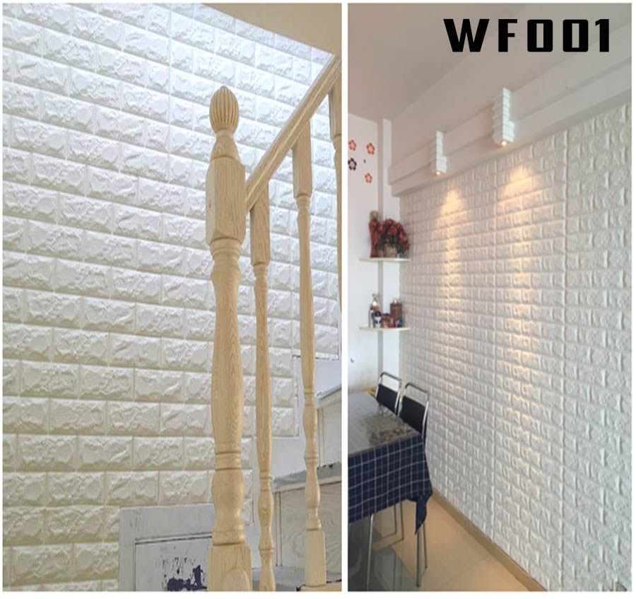 วอลเปเปอร์อิฐโฟม 3D ติดผนัง สีขาว มีกาวในตัว ขนาด 70*77 ซม.
