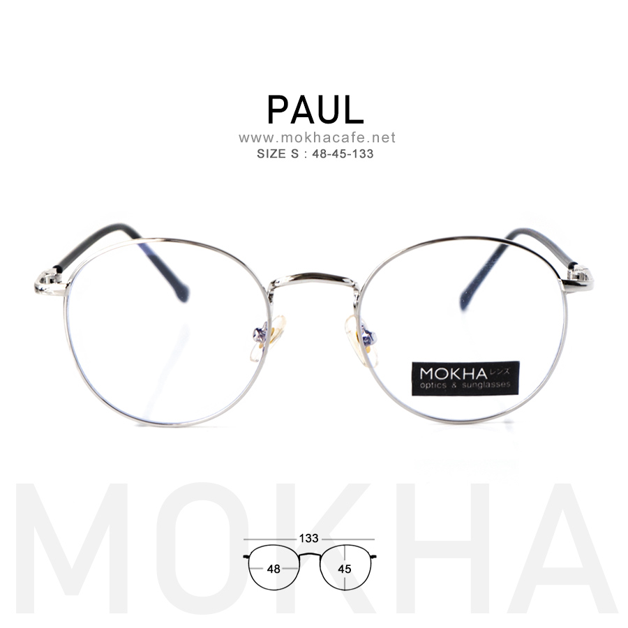 กรอบแว่น PAUL - silver ทรงกลม กรอบโลหะ น้ำหนักเบา กว้าง 133 มม. (sizeS) H45