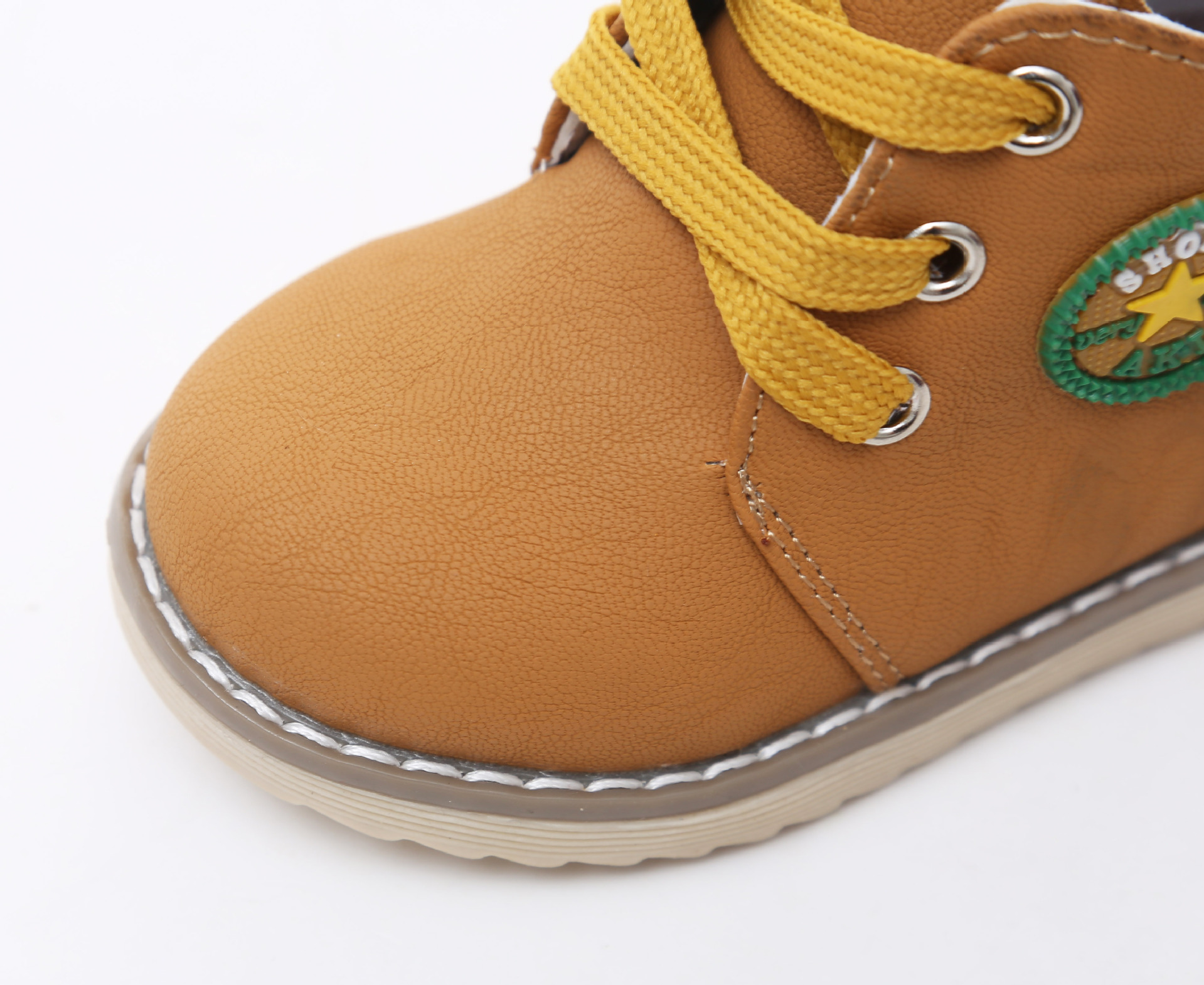 รองเท้าคัชชูเด็กชาย สีเหลืองน้ำตาลผูกเชือกหลอก มีซิปข้าง Size 16-17 ซม.