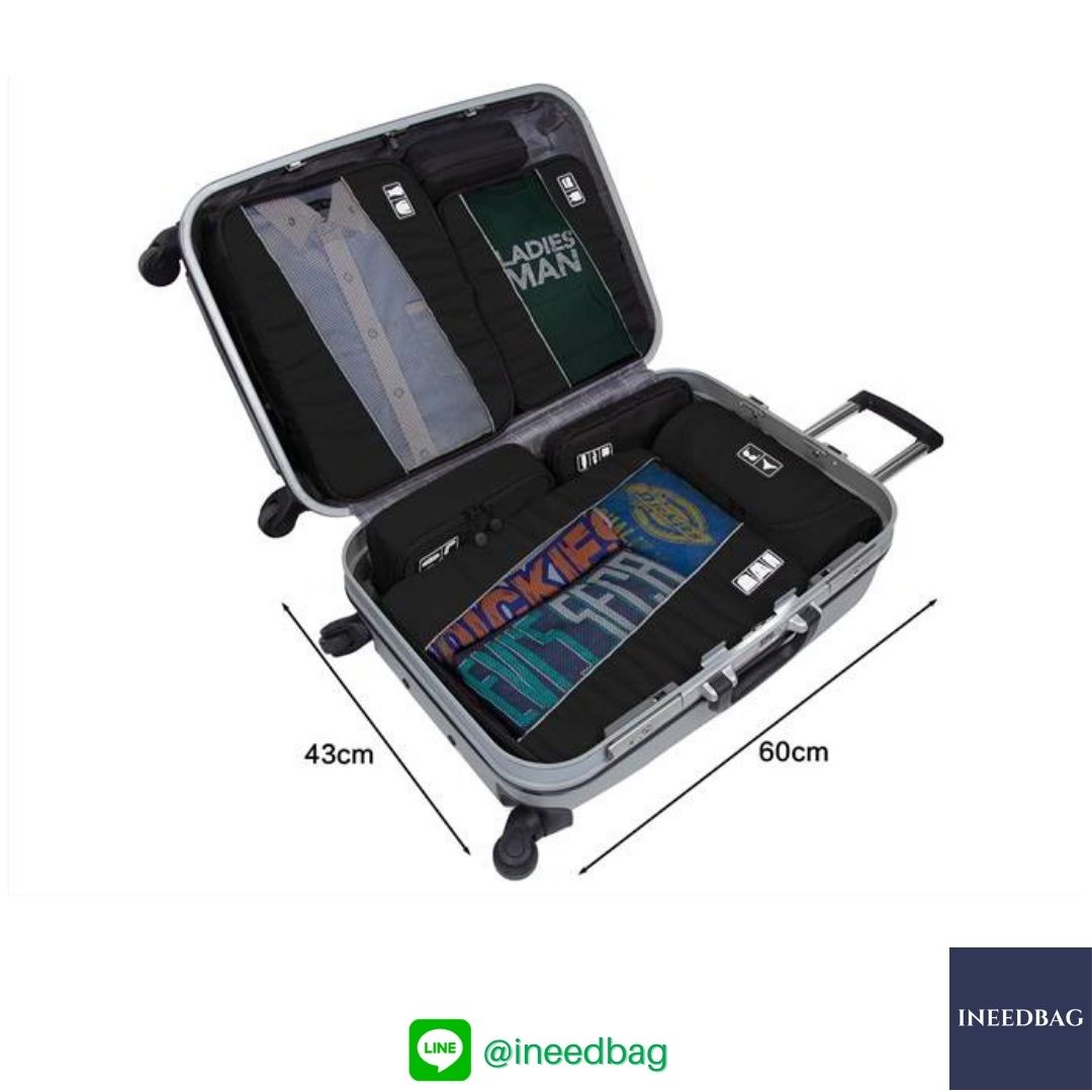 Bagsmart กระเป๋าจัดระเบียบเดินทาง 4 ใบต่อชุด ใส่เสื้อผ้า ชั้นใน ถุงเท้า เข็มขัด (ฺBlack) (Bagsmart Packing Cubes 4-Pcs Travel Organizer)