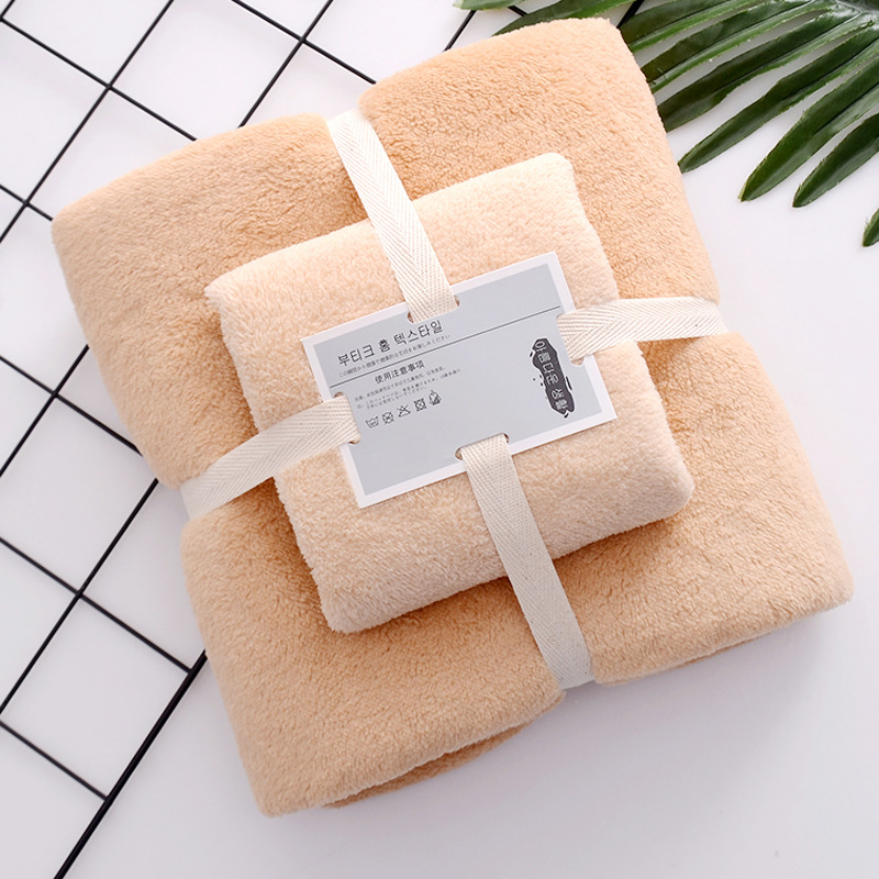 ผ้าขนหนูอาบน้ำ Set ผ้าเช็ดตัวใหญ่+ผ้าเช็ดผม แบรนด์เกาหลี เนื้อนุ่มสุดๆ เช็ดตัวเด็กทารกจนถึงผู้ใหญ่ บรรจุในถุงผ้าแก้ว