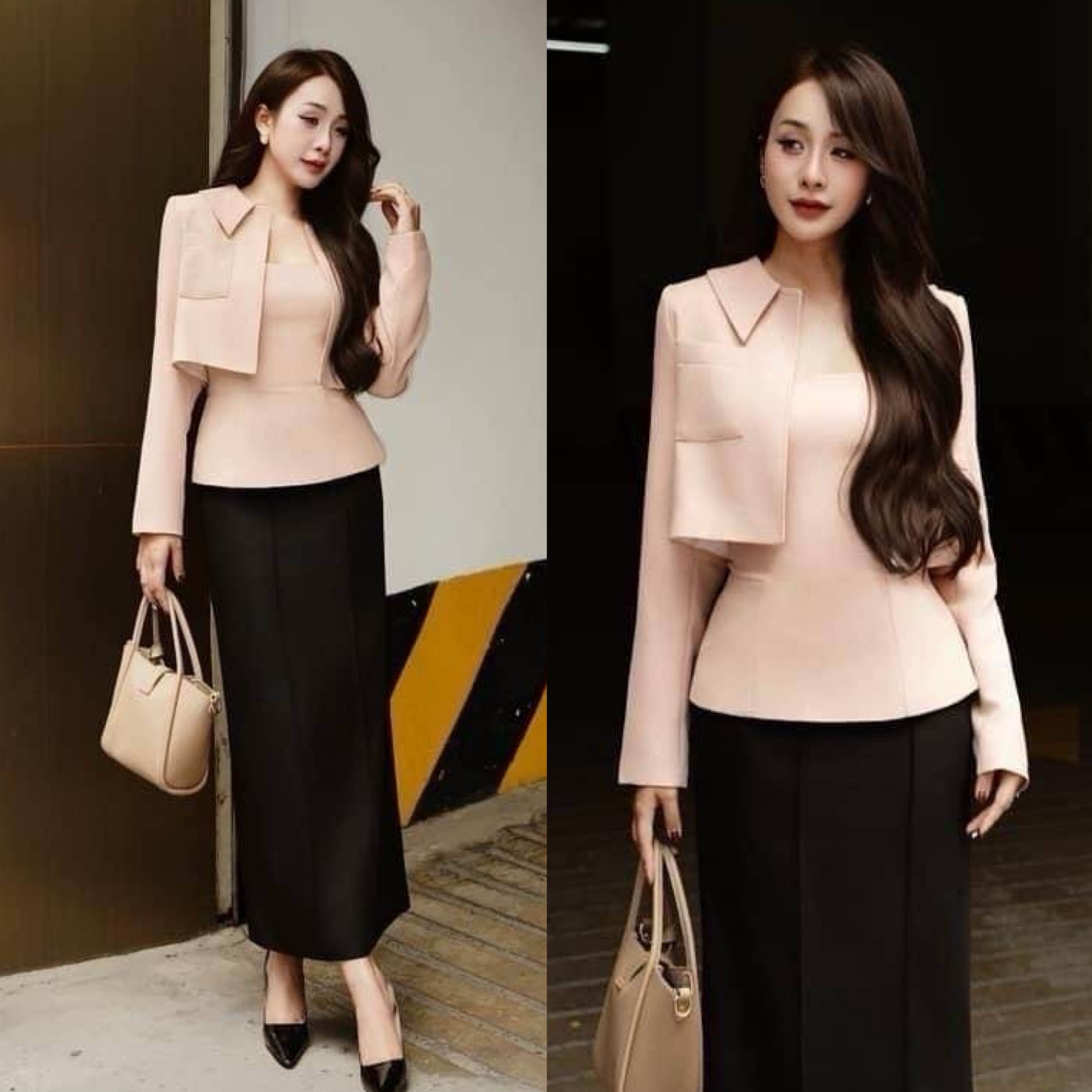 เซต3ชิ้น เสื้อคลุมสีครีมแขนยาว ตัวสั้นมีกระเป๋าหน้า(ไม่มีกระดุม) มาคู่กับเสื้อสาย เดี่ยวตัวในดีไซน์สวยอกเสริมฟองน้ำให้ทรงสวย (มีซิปหลัง) มาพร้อมกับกระโปรงยาวทรงสอบ สีดำด้านหน้าเย็บพับจับจีบและดีเทลผ่าหลัง ใส่สบาย : สินค้าคุณภาพ (พร้อมส่ง)