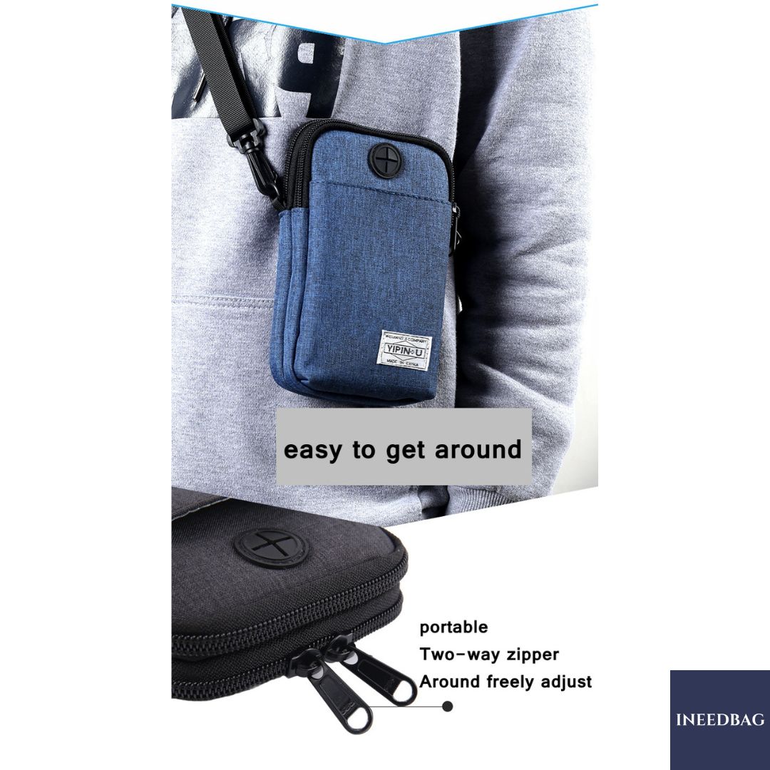 กระเป๋าสะพายคาดลำตัว กระเป๋าสะพายไหล่ กระเป๋าใส่โทรศัพท์มือถือ สายยาวปรับระดับ-ถอดจากตัวกระเป๋าได้ กระเป๋าเกี่ยวกับเข็มขัดได้ มี 3 สีให้เลือก