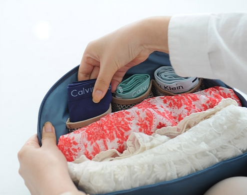 กระเป๋าใส่ชุดชั้นใน กางเกงชั้นใน ขนาดใหญ่พิเศษ แบ่งช่องสองด้าน ใส่ได้หลายตัว มี 4 สี 4 ลาย