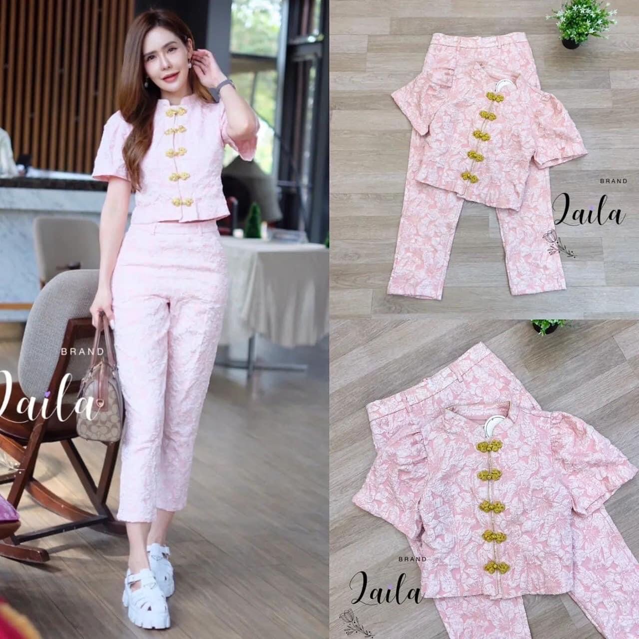 SET กี่เพ้ารับทรัพย์เฮงๆๆ set เสื้อ+กางเกงขายาว ทรงกี่เพ้าลุคดูดีใส่ง่าย เสื้อทรงแขนบาบี้ พองๆ ทรงคอจีน : สินค้าคุณภาพ (พร้อมส่ง)