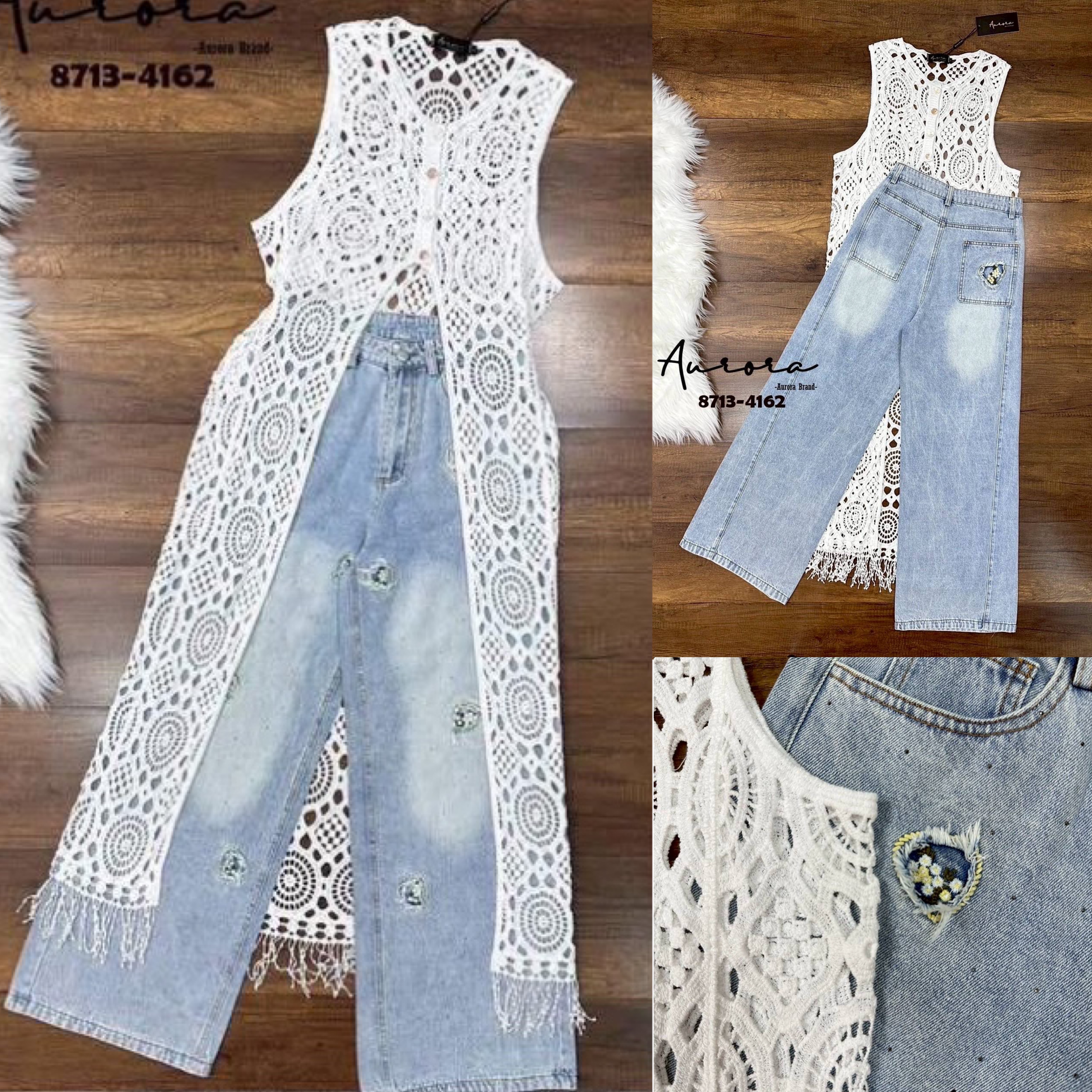 Setเสื้อนิตติ้งถักไหมฉลุตัวยาว โทนสีขาว ผ้าดี๊ดี ผ้าดีมากๆ ทรงปล่อยๆ ใส่สบายๆ ด้านหน้ามีกระดุมแกะใช้งานได้จริง ใส่สบาย : สินค้าคุณภาพ (พร้อมส่ง)