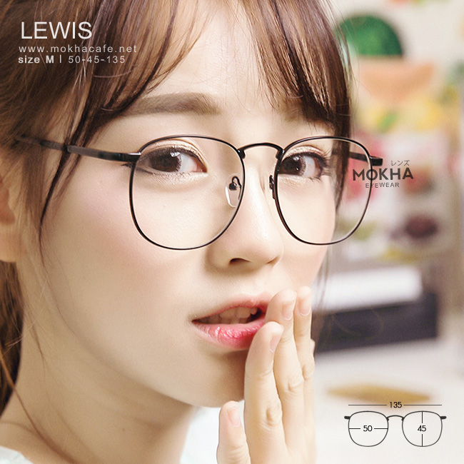 LEWIS - black กรอบแว่นตา ทรงเหลี่ยม กรอบโลหะ กว้าง 135 มม. (sizeM) H45