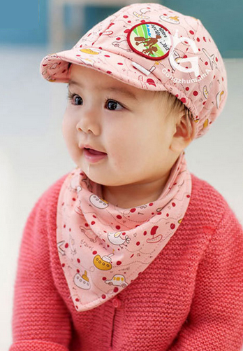 หมวกเด็ก หมวกทารก หมวกเด็กอ่อน Set หมวกแก๊ป+ผ้ากันเปื้อนเด็กสามเหลี่ยม Where Are We Going? Dad! เด็ก 3-24 เดือน