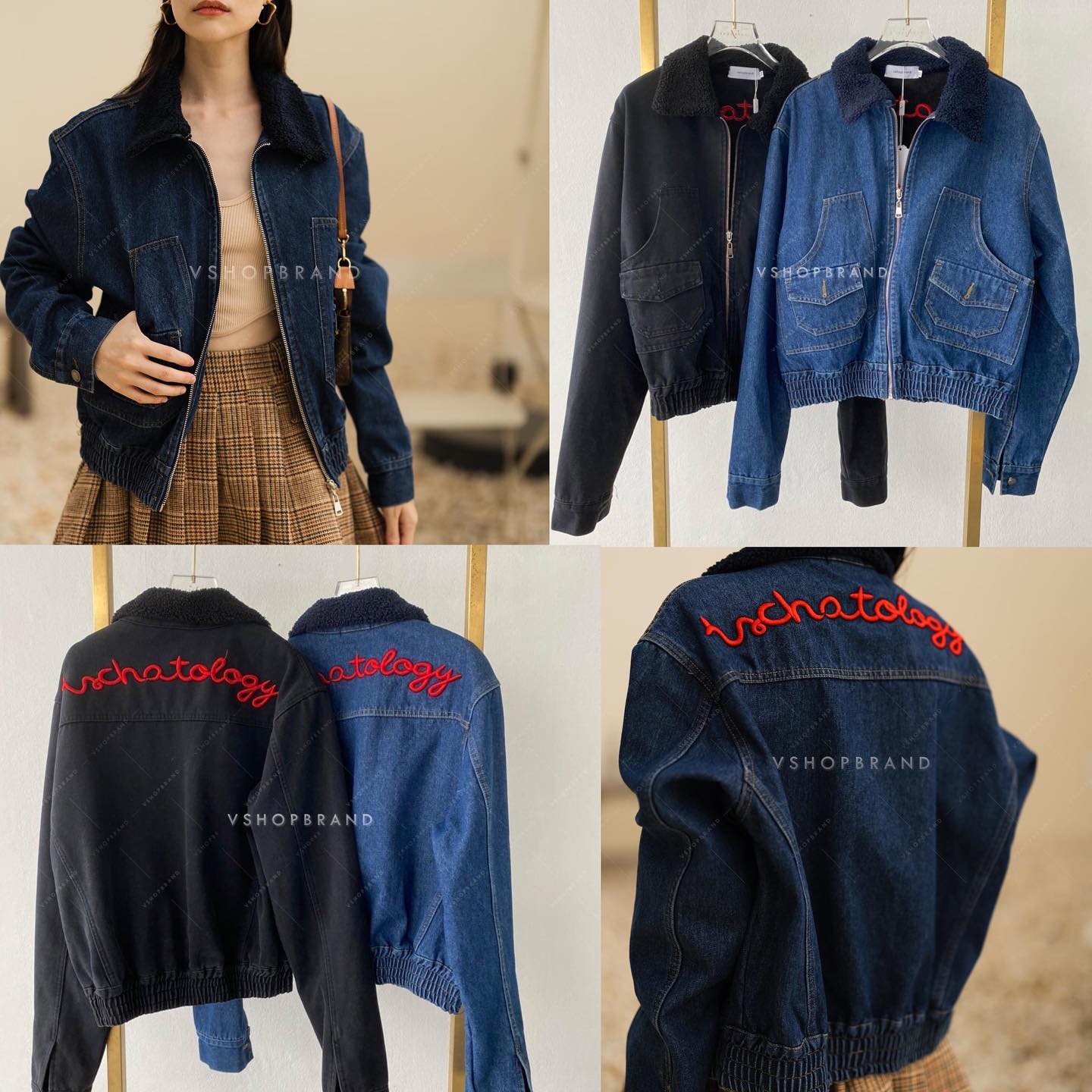 แจ็คเก็ตยีนส์ปกขน ปักหลัง : สินค้าคุณภาพ (พร้อมส่ง)