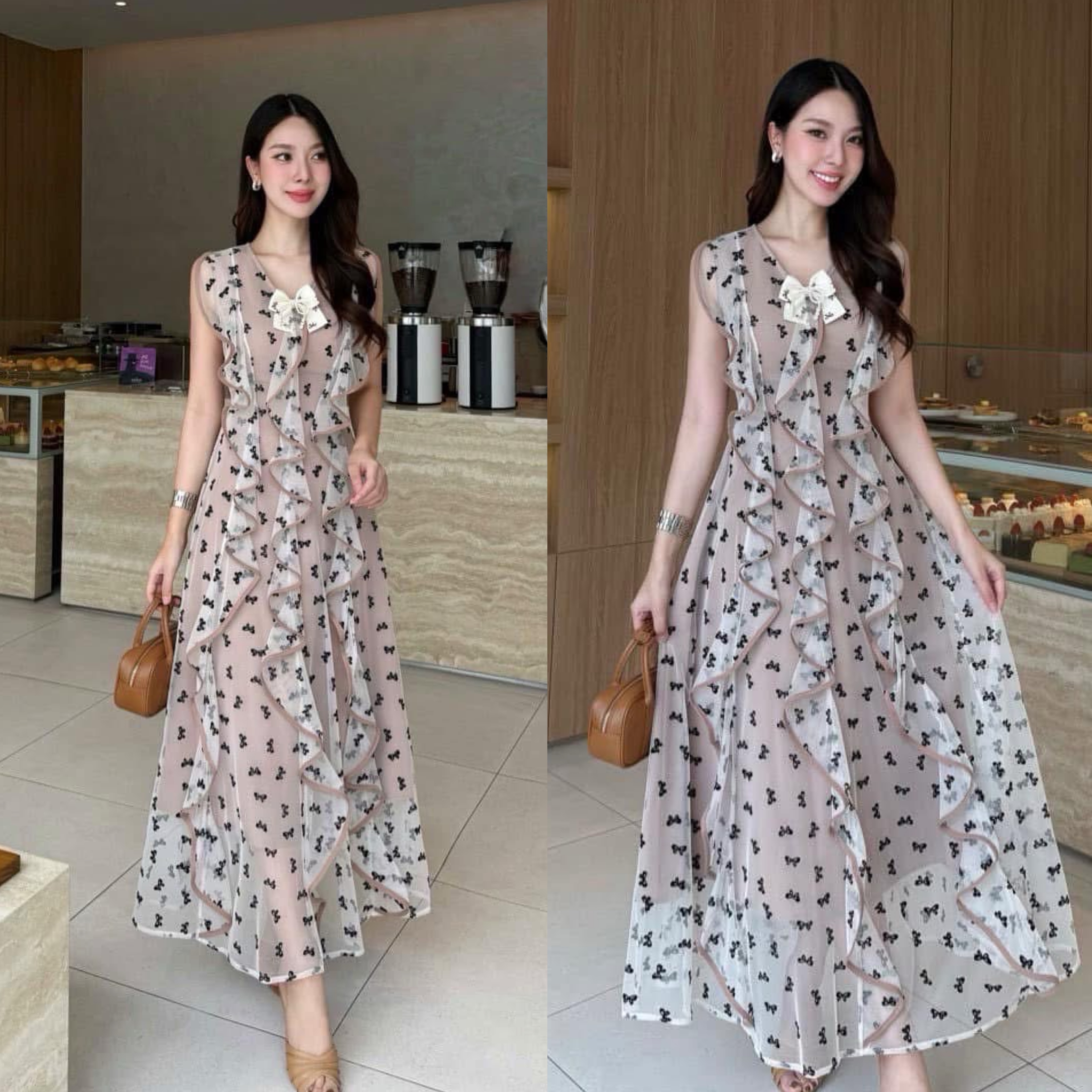 Dressผ้าซีทรูปักโบว์ทั้งตัว ช่วงตัวแต่งระบายยาวมีเข็มกลัดโบว์น่ารักแบบแกะออกได้1ชิ้น เนื้อผ้านิ่มใส่สบายซับในทั้งตัว ใส่สบาย : สินค้าคุณภาพ (พร้อมส่ง)