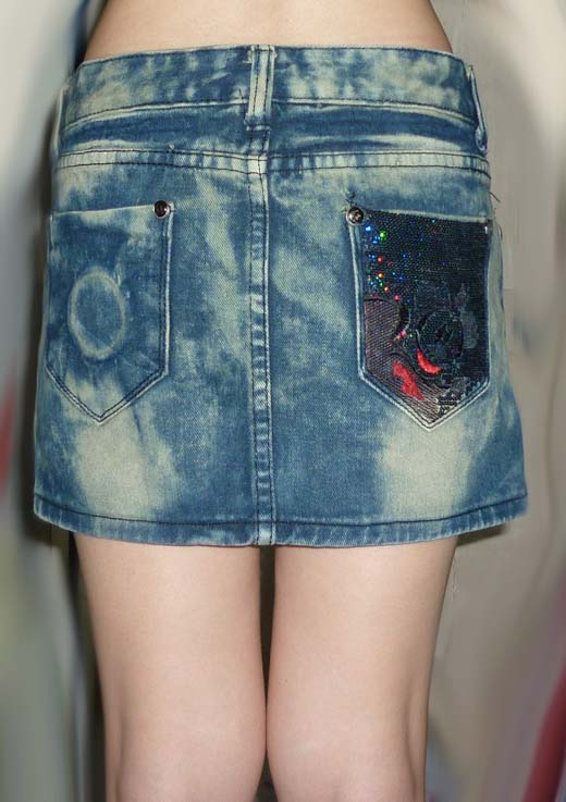 #1กระโปรงยีนส์ฟอกลายเมฆ สวยเซอร์ 32-35-10.5