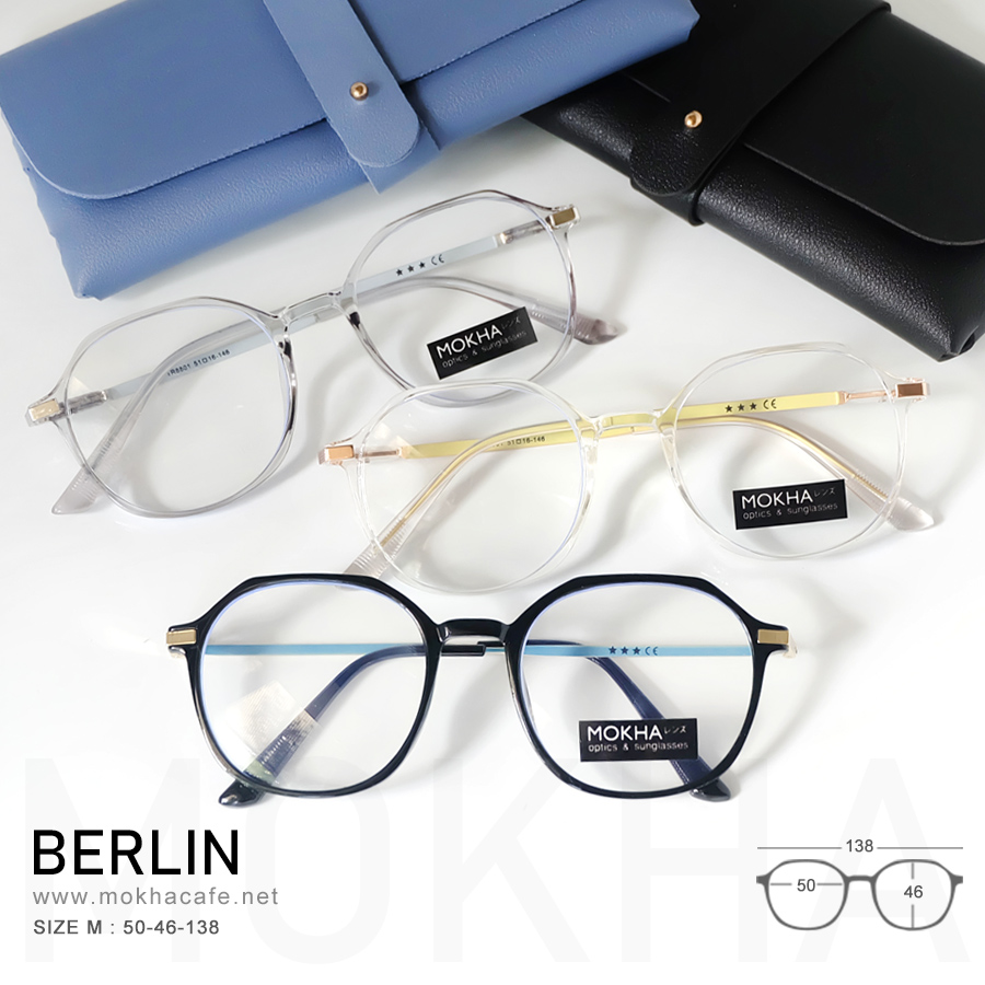 BERLIN - black gold กรอบแว่น แว่นตาทรงเหลี่ยม กว้าง 138 มม. (sizeM)