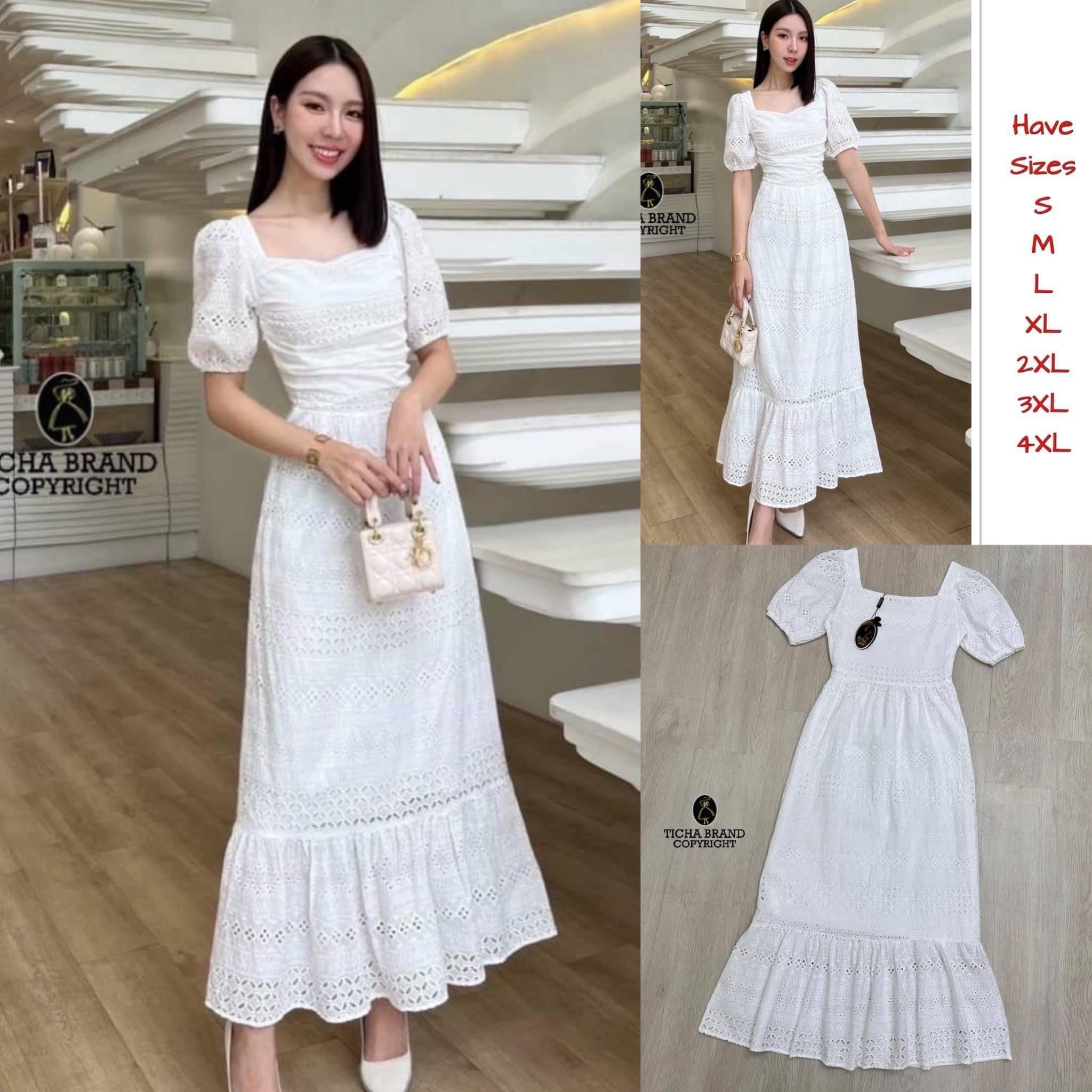 เดรสลูกไม้ขาวปักฉลุขาวแขนตุ๊กตา คอสี่เหลี่ยม อกเย็บย่นชายแต่งระบายหางปลา ทรงสวยเข้ารูปแพทเทิร์นเป๊ะมาก งานซิปข้าง เย็บซับในอย่างดี ใส่สบาย สินค้าคุณภาพ (พร้อมส่ง)