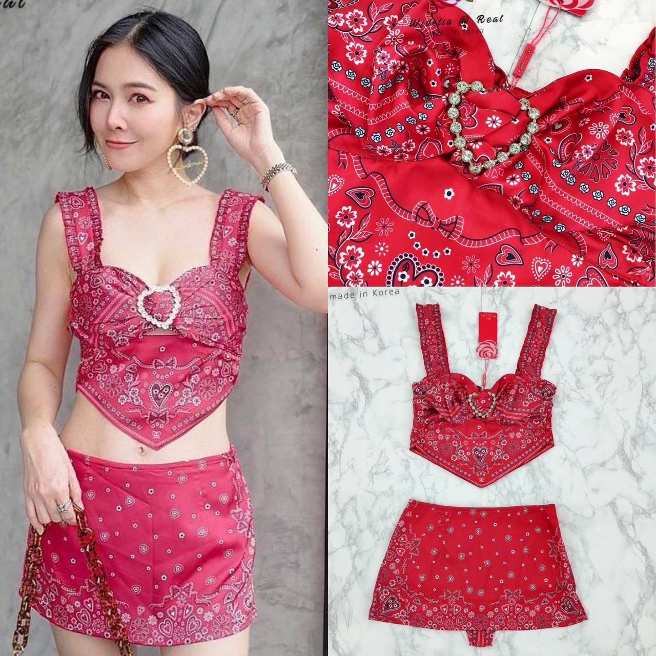 Set :: เซ็ทเสื้อตัวสวยสุดแซ่บ ตังเสื้อเก๋ด้วยอะไหล่หัวใจน่ารักโดดเด่น มาเข้าชุดกับกระโปรงตัวสั้นสุดแซ่บ มาพร้อมซับขาสั้นด้านใน สินค้าคุณภาพ (พร้อมส่ง)