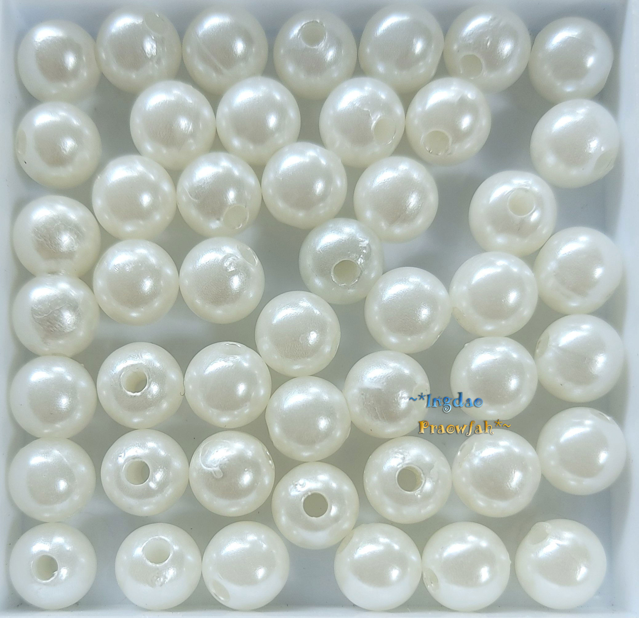 APEARL-8crm มุกอะคลีลิกทรงกลม ขนาด 8 มิล. สีครีมจางๆ (10 กรัม/40 ชิ้น)