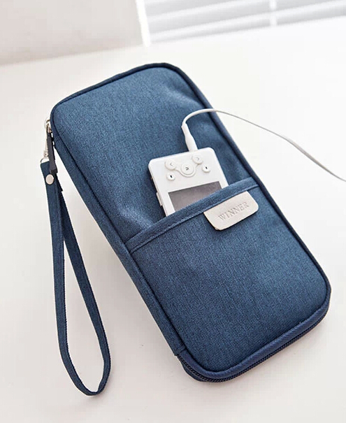 กระเป๋าใส่พาสปอร์ต กระเป๋าใส่หนังสือเดินทาง เอกสารสำคัญ มีสายคล้องมือ พกพาสะดวก ผลิตจากโพลีเอสเตอร์ กันน้ำ คุณภาพดี