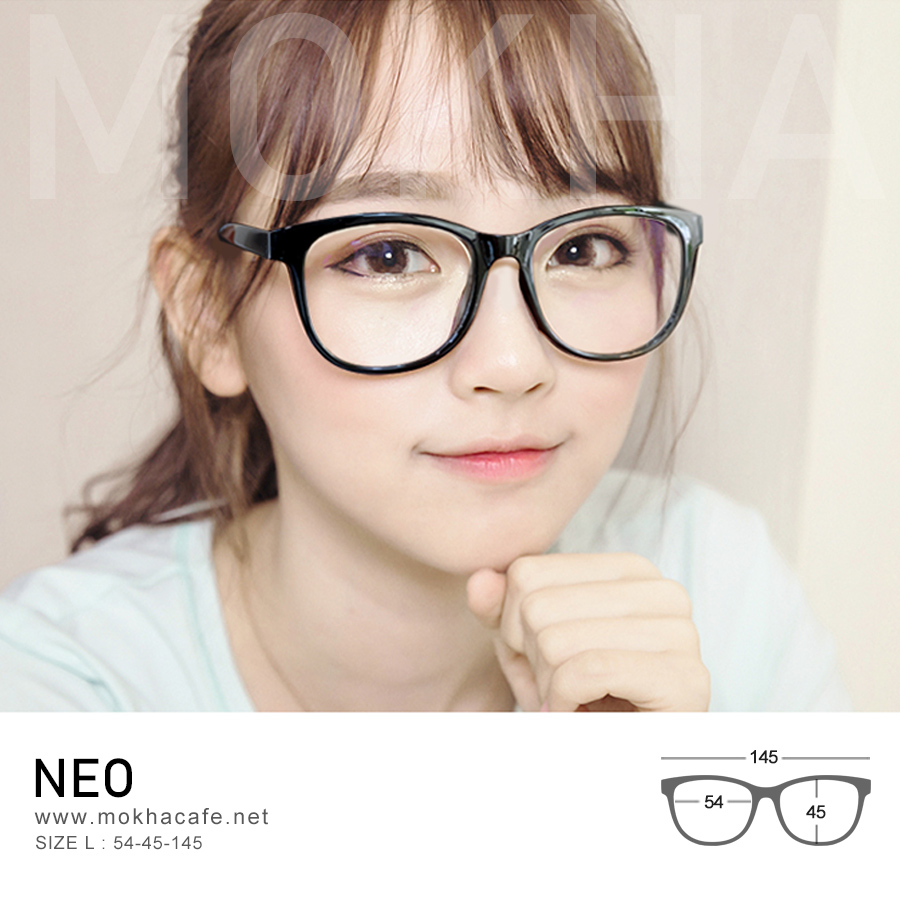 NEO - matte black แว่นตาทรงเหลี่ยม TR90 น้ำหนักเบา กว้าง 145 มม. (sizeL) H45