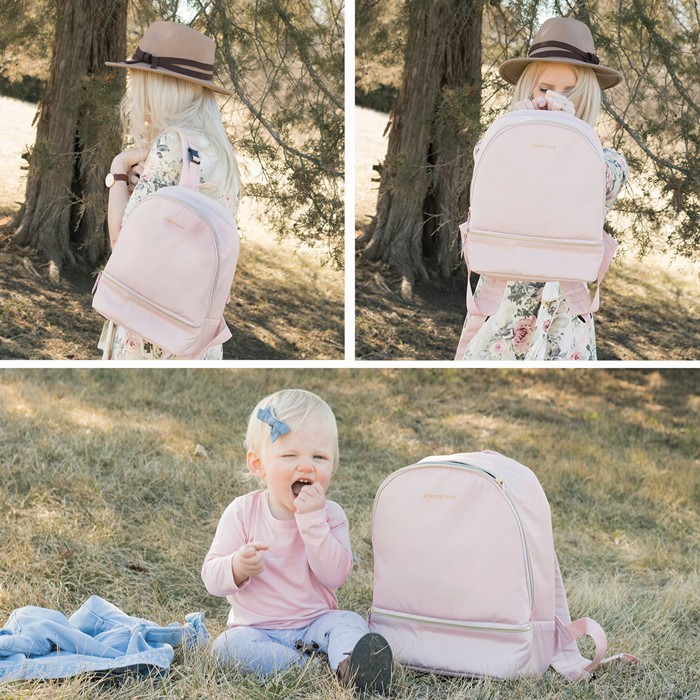 mommore กระเป๋าคุณแม่ กระเป๋าสัมภาระคุณแม่ กระเป๋าแม่ลูกอ่อน กันน้ำ แบบเป้น่ารัก สวยหวาน มาพร้อมแผ่นรองเปลี่ยนผ้าอ้อม (Pink)