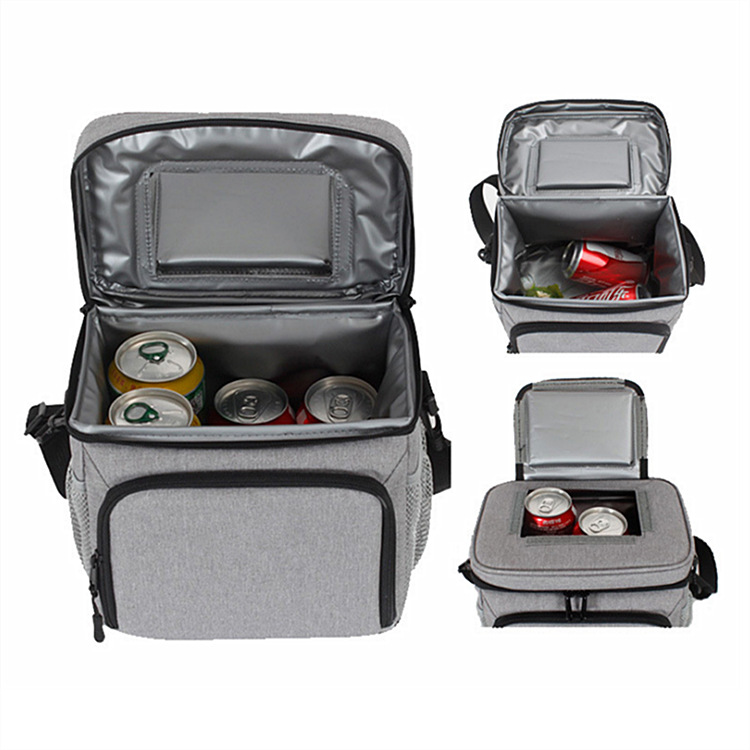 (สีเทา) กระเป๋าเก็บความเย็น เก็บอุณหภูมิร้อน-เย็น เพิ่มช่องเก็บอุณหภูมิด้านบน เก็บอาหาร เครื่องดื่ม มีสายสะพาย ใช้ได้อเนกประสงค์