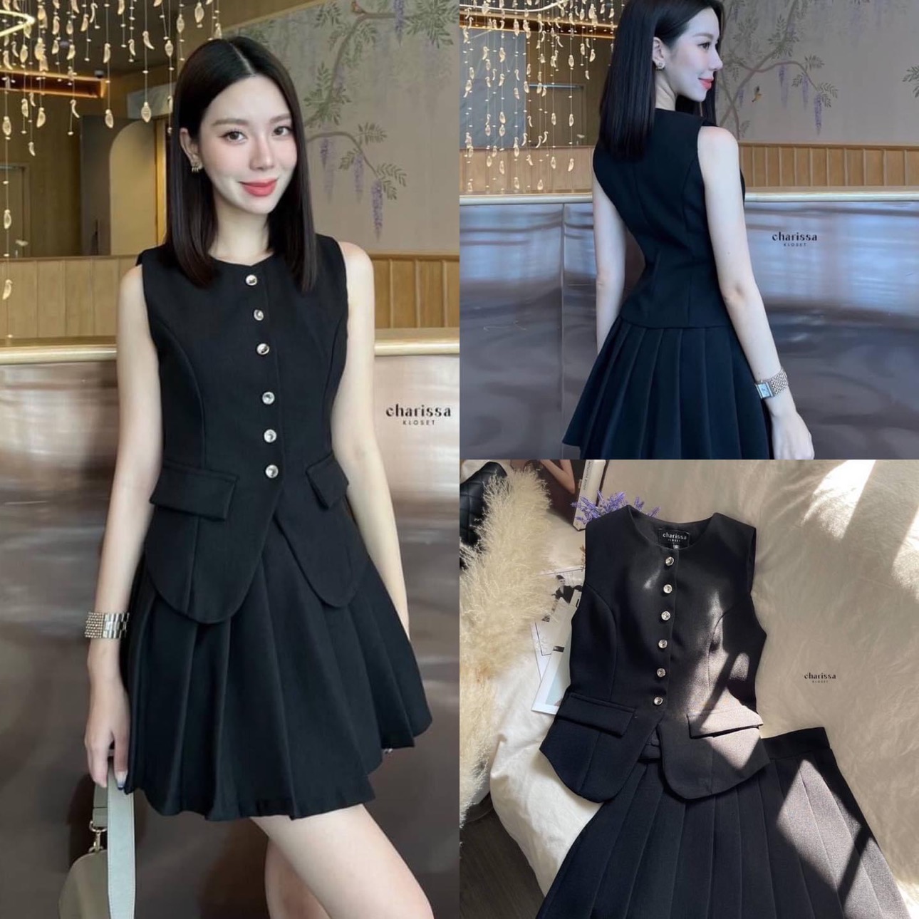 Set เสื้อแขนกุด+ กระโปรง สวยหรูลุคคุณหนู สินค้าคุณภาพ (พร้อมส่ง)