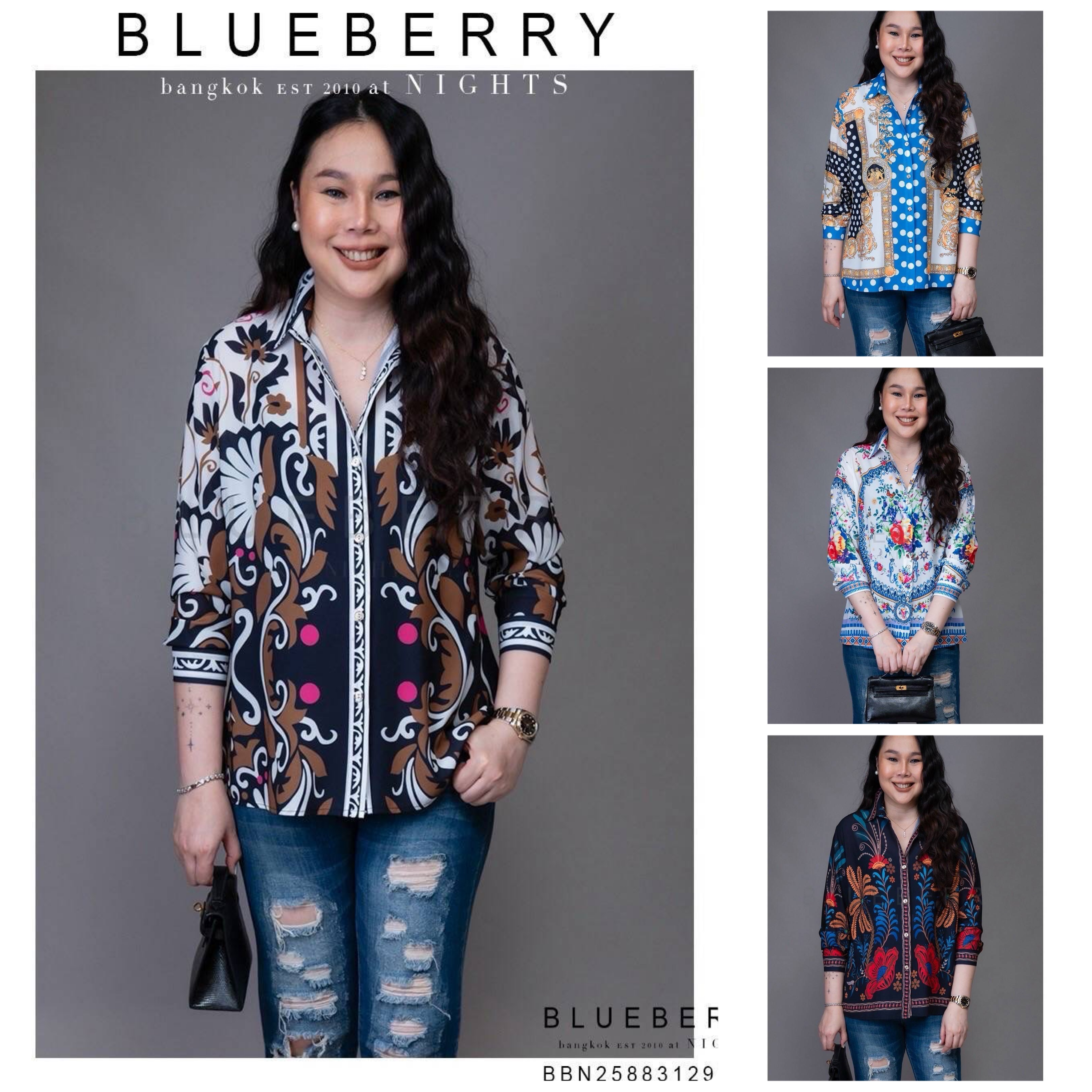 เสื้อเชิ้ต พรีเมียมทรงคลาสสิคตลอดกาลเชิ้ตแขนยาว พิมพ์ลายแบรนด์เนมไฮคลาส ใส่สบาย : สินค้าคุณภาพ (พร้อมส่ง)