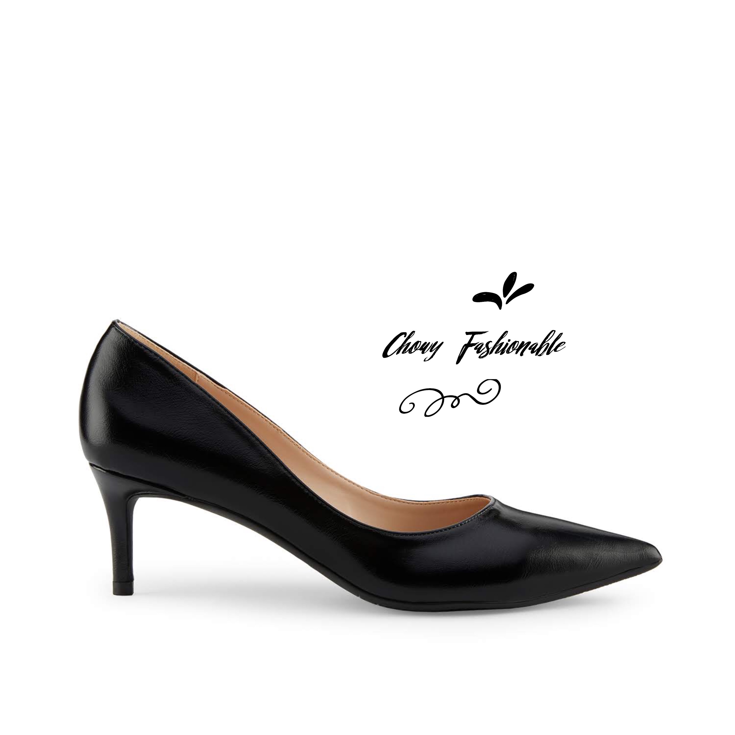 รองเท้าไซส์ใหญ่ 32-46 รองเท้าส้นเตี้ย 2.5 นิ้ว ส้นสูงไซส์เล็ก 2.5 นิ้ว หนังแท้ CHOWY KR0835BL06