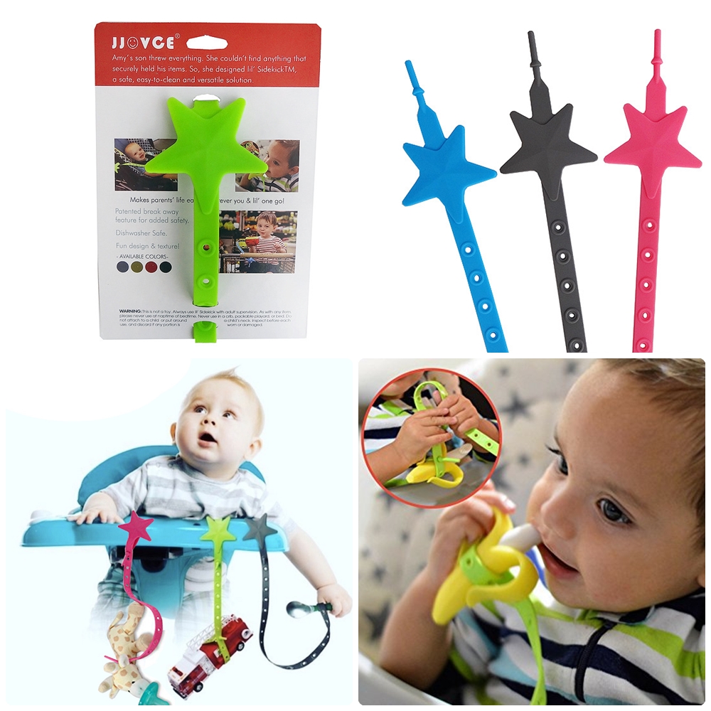 สายคล้องยางกัด สายห้อยจุกดูดผลไม้ สายคล้องจุกหลอก ซิลิโคน JJOVCE คล้องของเล่น/จุกหลอก/ขวดน้ำ เอนกประสงค์