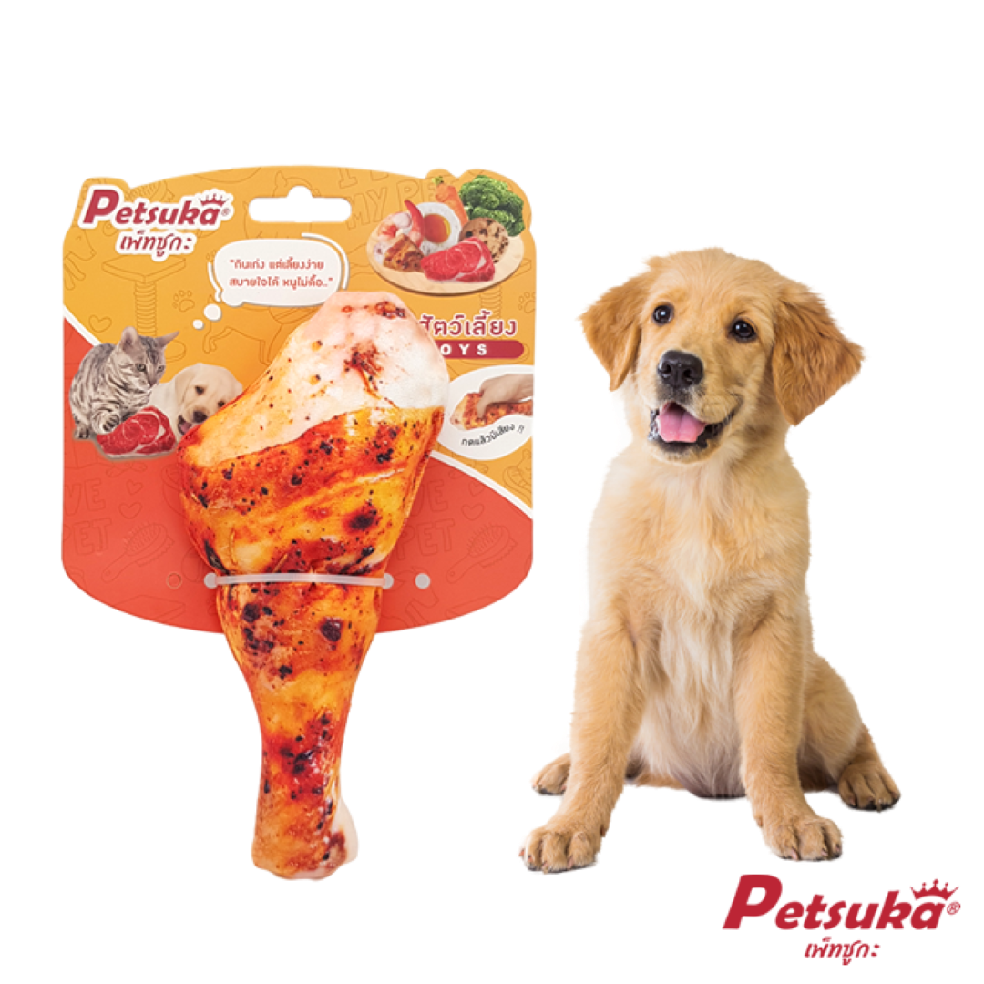 ตุ๊กตาน่องไก่นุ่มนิ่ม Petsuka ของเล่นสัตว์เลี้ยง มีเสียง