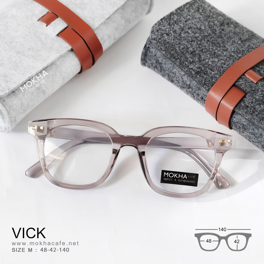 VICK - grey clear แว่นตาทรงเหลี่ยม กรอบหนา กว้าง 140 มม.(sizeM) H42