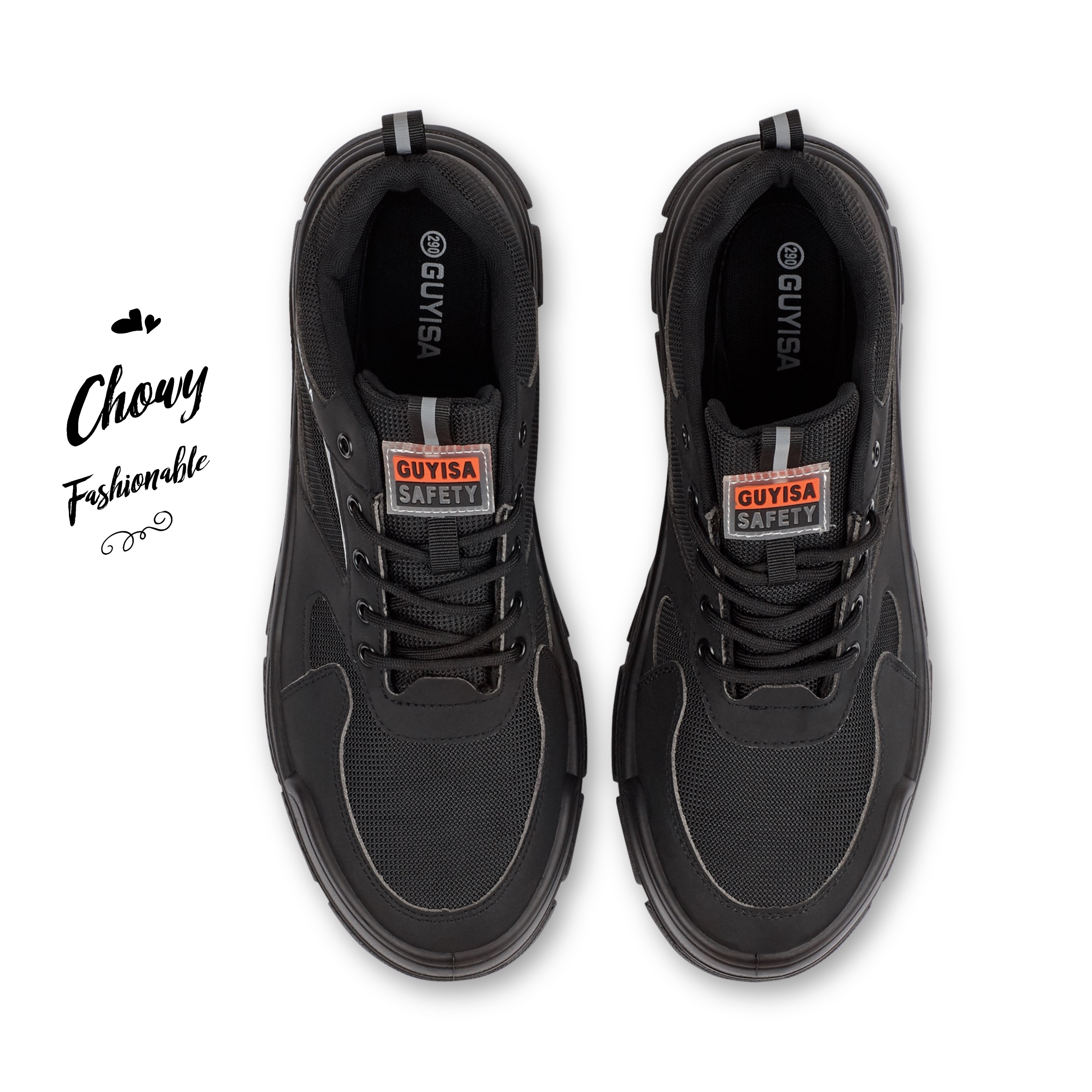 รองเท้าเซฟตี้แฟชั่น ไซส์ 42-48 Safety Shoes ผ้าใบเซฟตี้ไซส์ใหญ่ สีดำ รองเท้านิรภัย KR1207