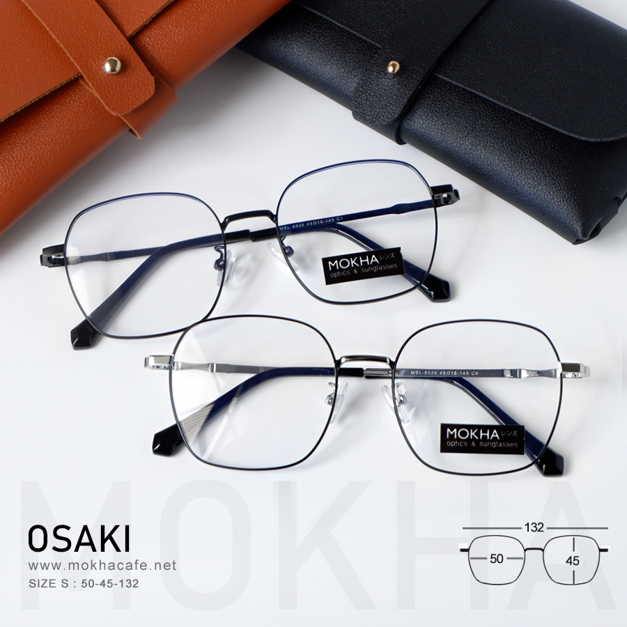 OSAKI - black แว่นตา ทรงเหลี่ยม กรอบโลหะ น้ำหนักเบา กว้าง 132 มม. (sizeS) H45