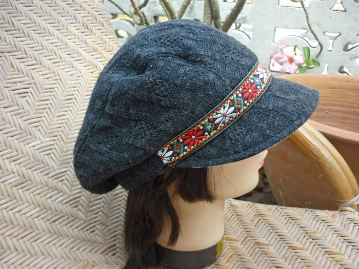 หมวกแก๊ปทรงบอลลูน ผ้าลูกไม้สีดำ สวยเก๋มาก