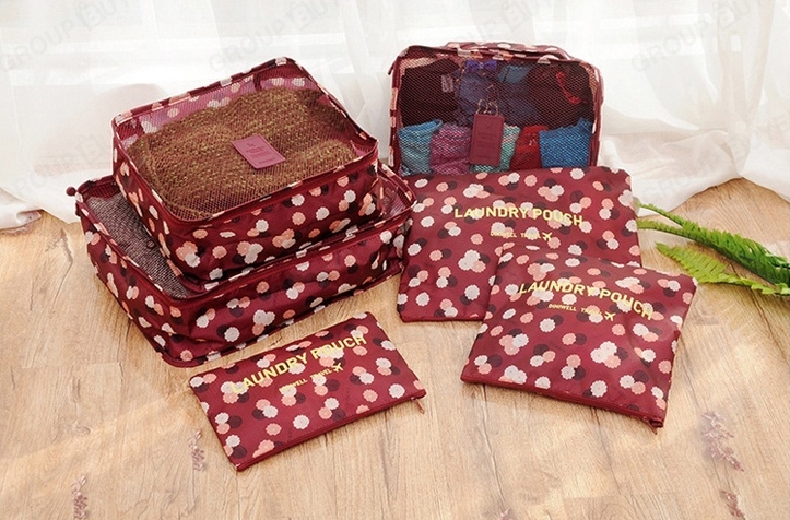 กระเป๋าจัดระเบียบเดินทาง กระเป๋าจัดระเบียบเสื้อผ้า 6 ใบ จัดกระเป๋าเดินทาง กันน้ำ ใส่เสื้อผ้า ชุดชั้นใน เครื่องสำอาง มี 5 สีให้เลือก